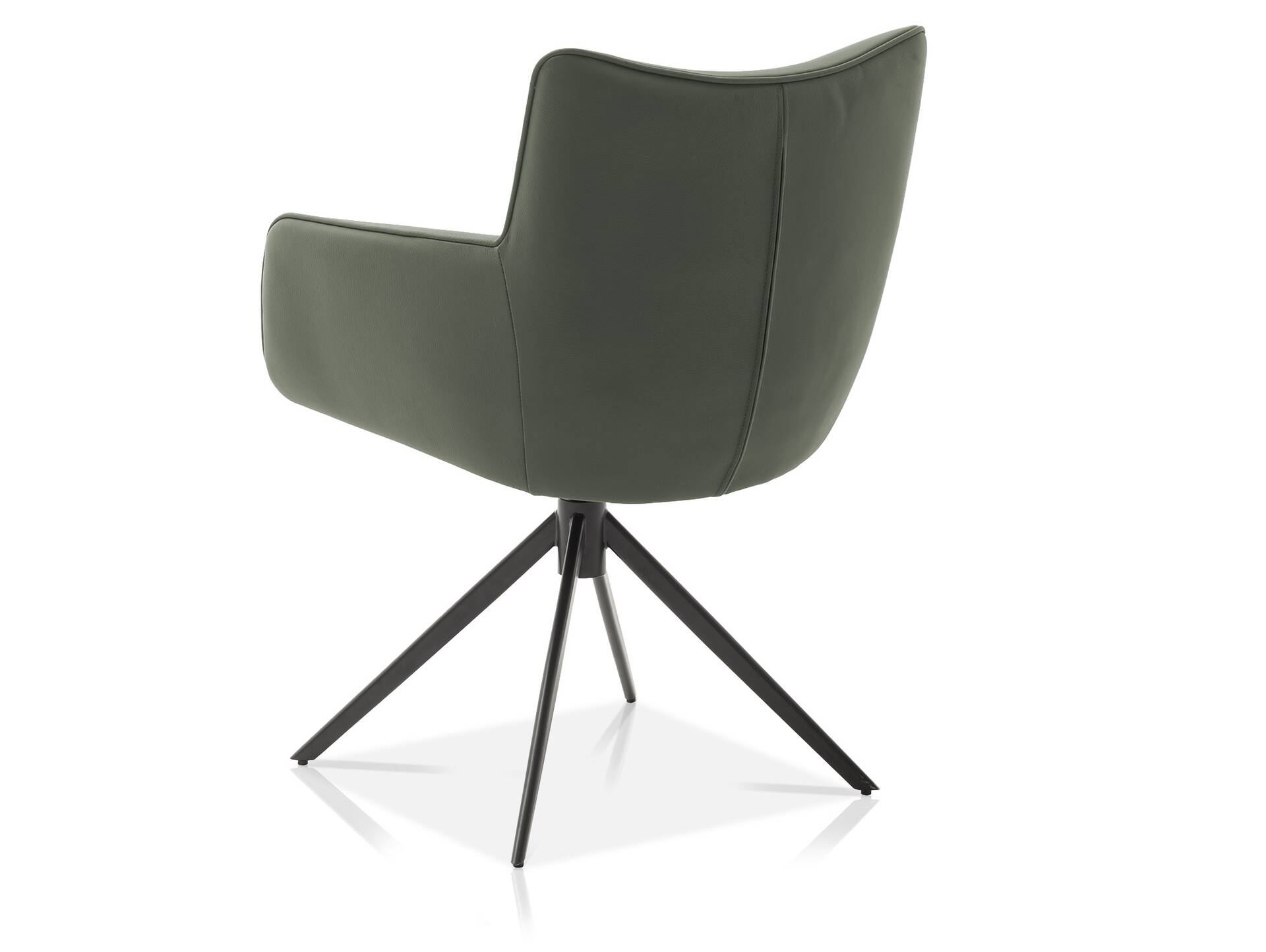 LUCCINO Schalenstuhl, Material Echtleder, Gestell schwarz matt olive
