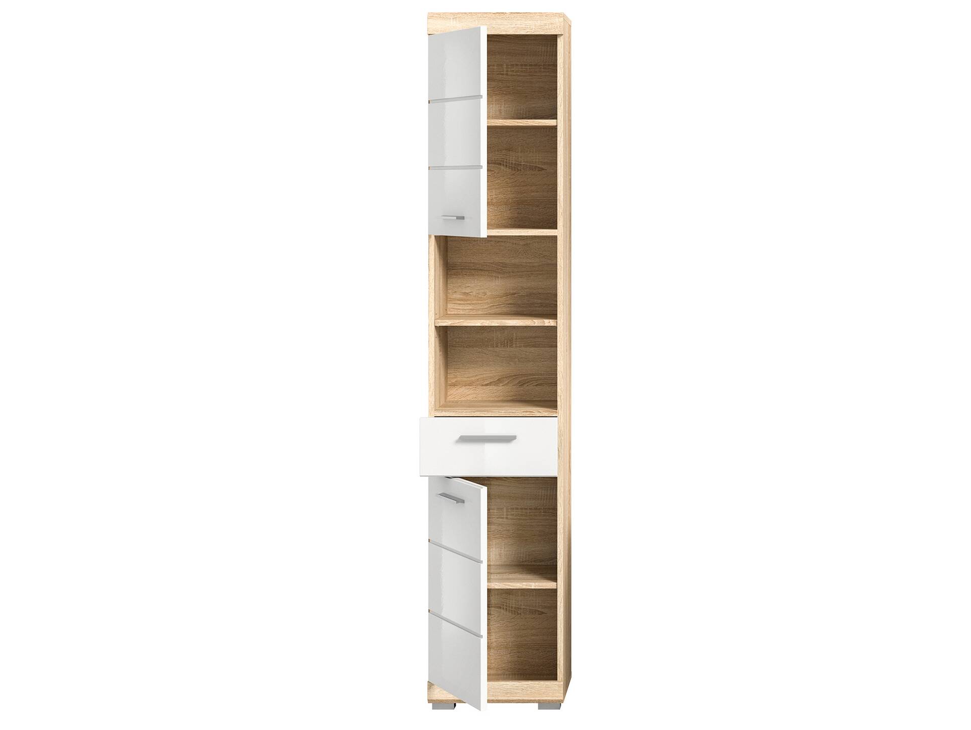 LUCERA Hochschrank fürs Badezimmer, Material Dekorspanplatte, Weiss/Sonoma Eiche Nachbildung 