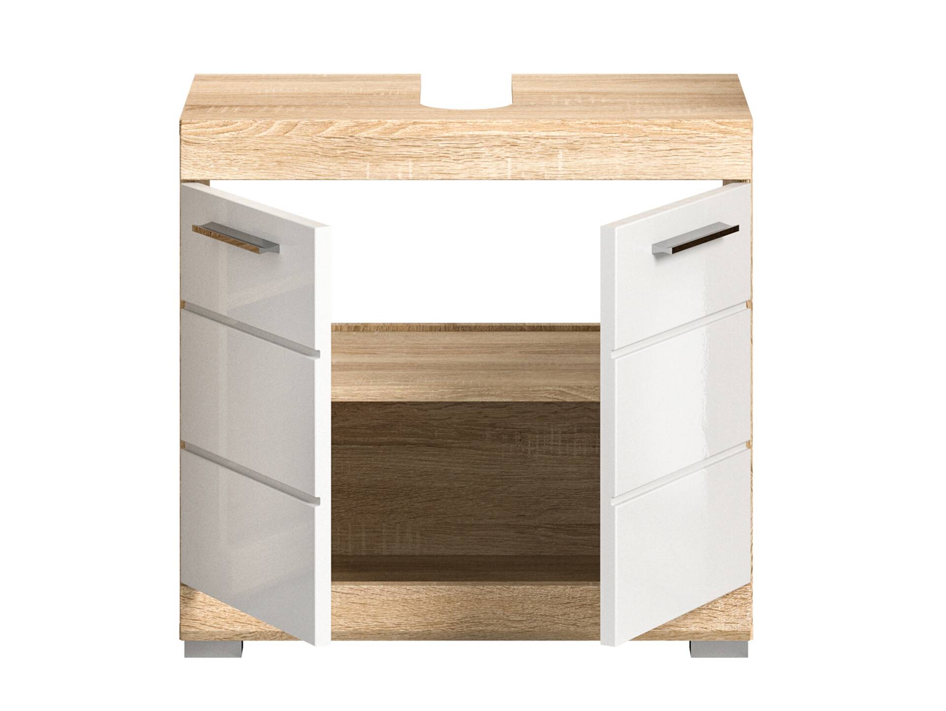LUCERA Waschbeckenunterschrank, Material Dekorspanplatte, Weiss/Sonoma Eiche Nachbildung 