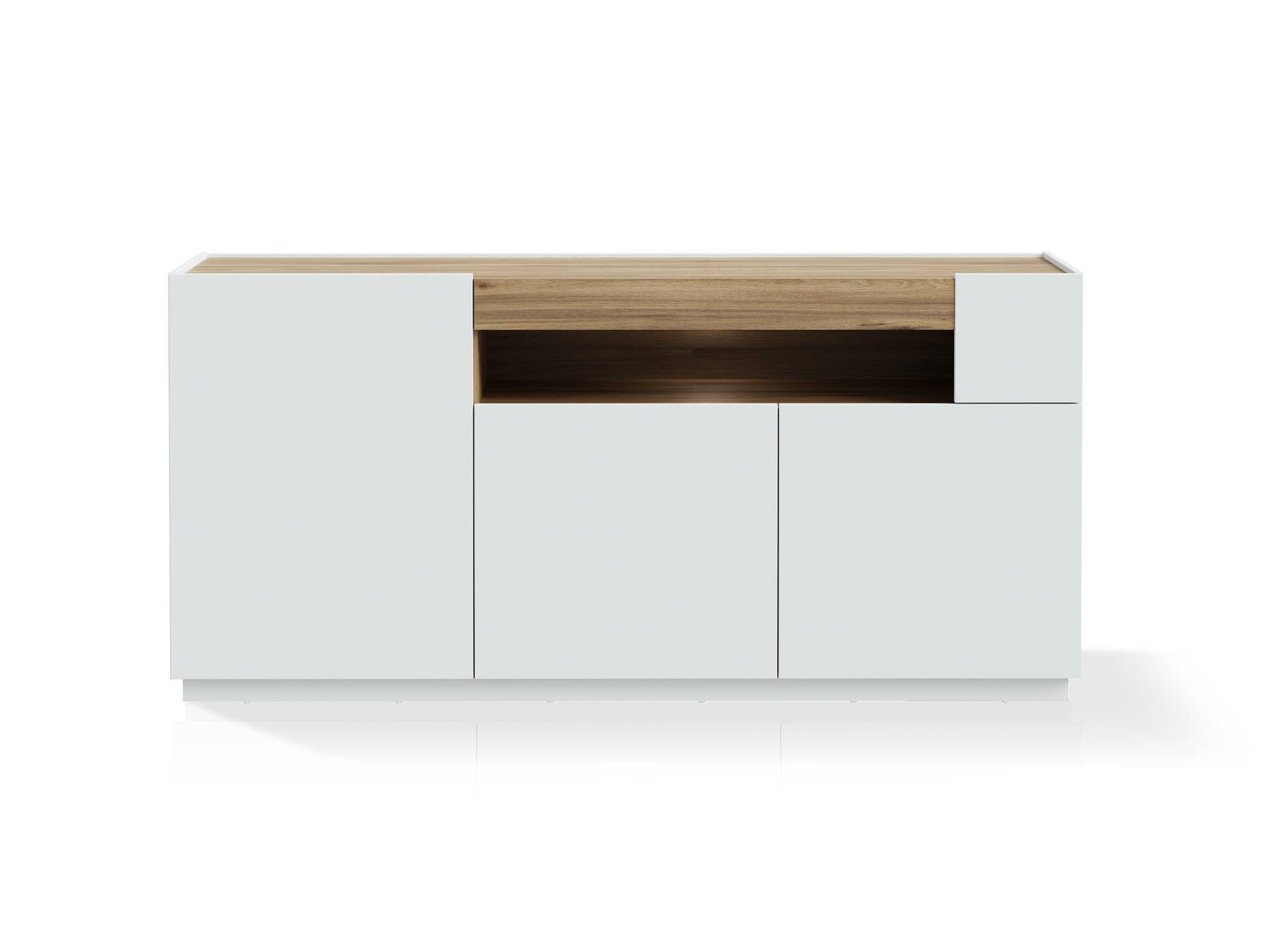 LENNOX Sideboard, Material Dekorspanplatte, lichtgrau/Valencia Oak Dekor 