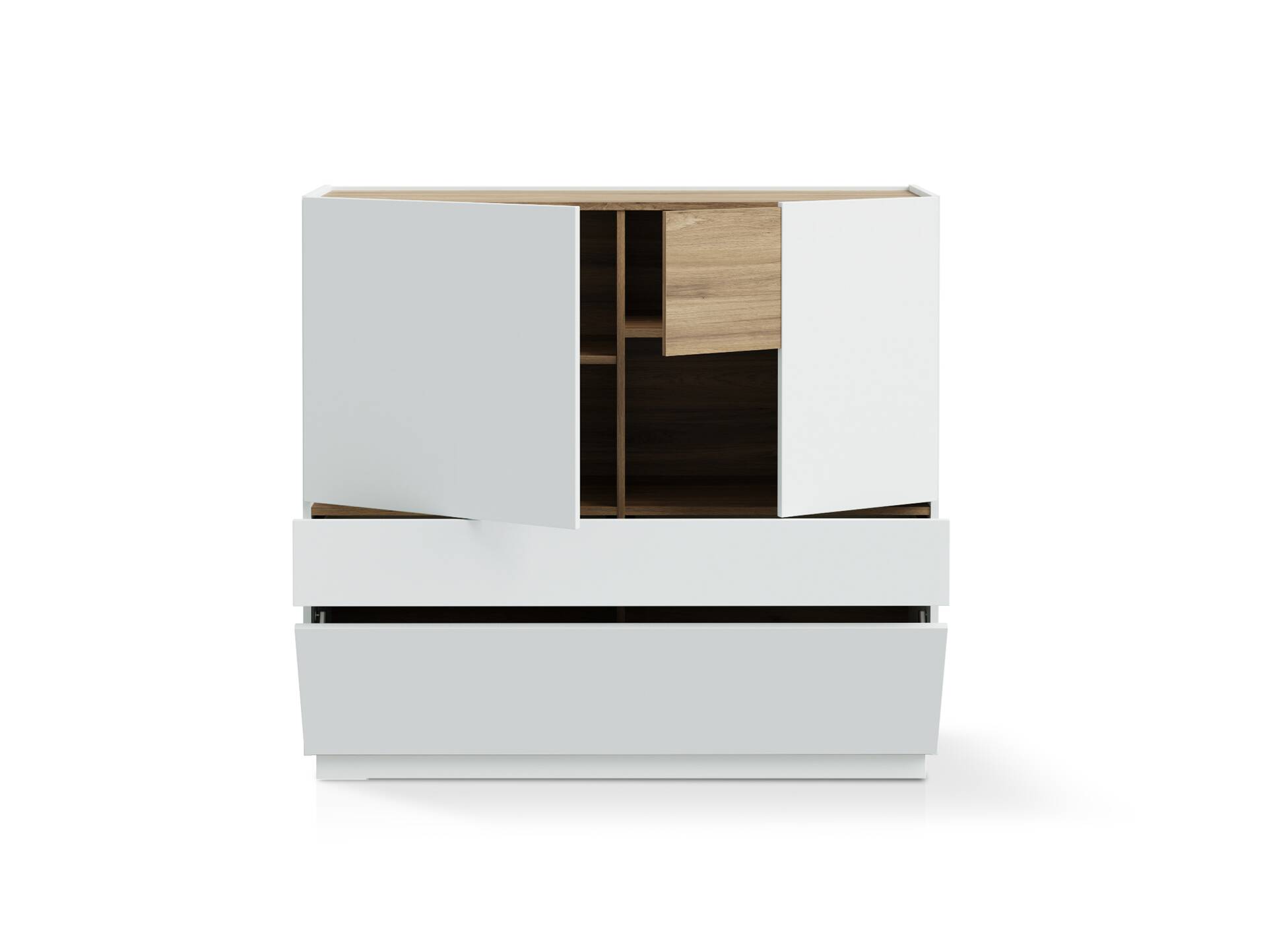 LENNOX Highboard, Material Dekorspanplatte,  lichtgrau/Valencia Oak Dekor 