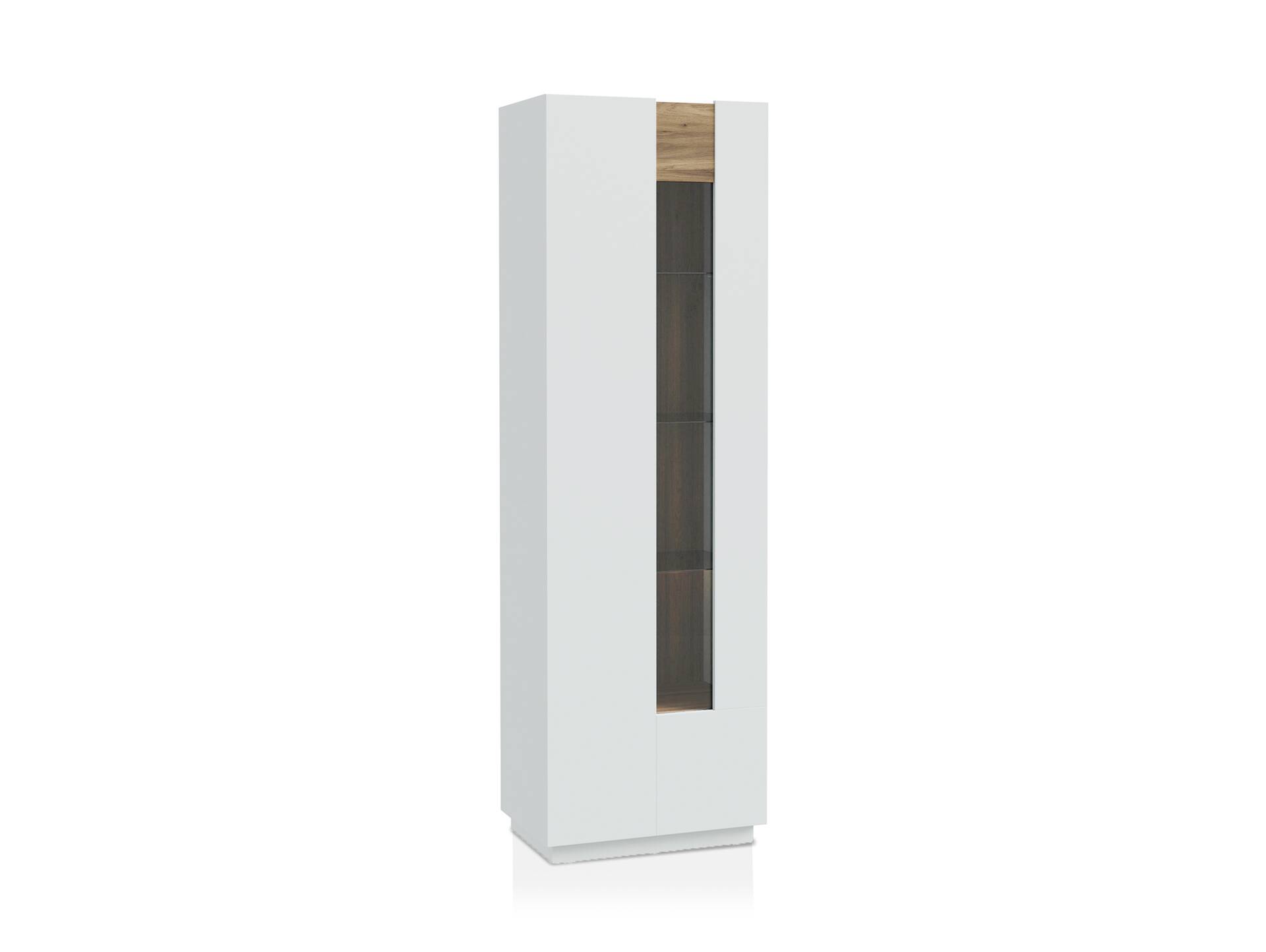 LENNOX Vitrine, Material Dekorspanplatte, lichtgrau/Valencia Oak Dekor 