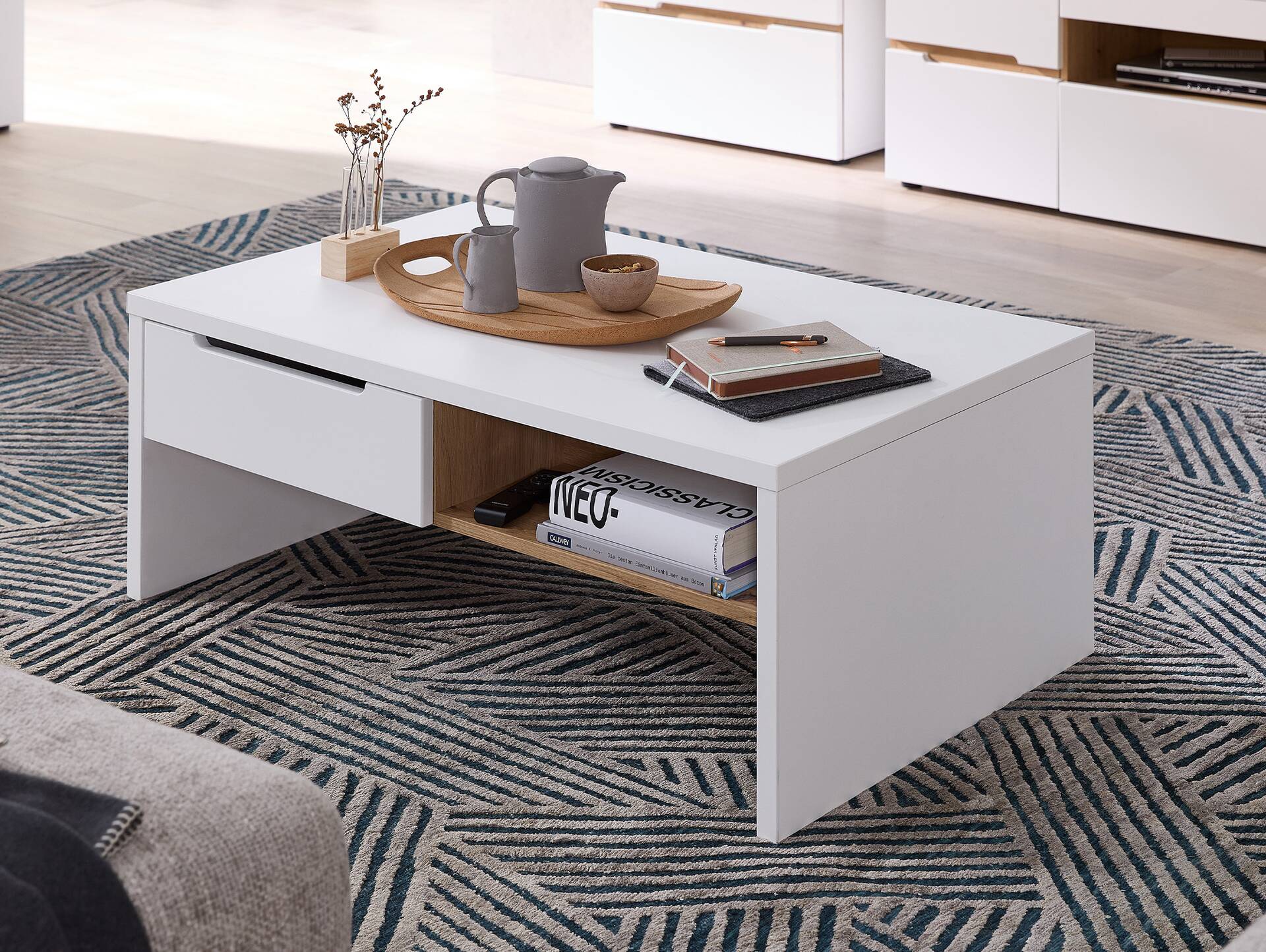 MAILAND Couchtisch, Material Dekorspanplatte Weiss