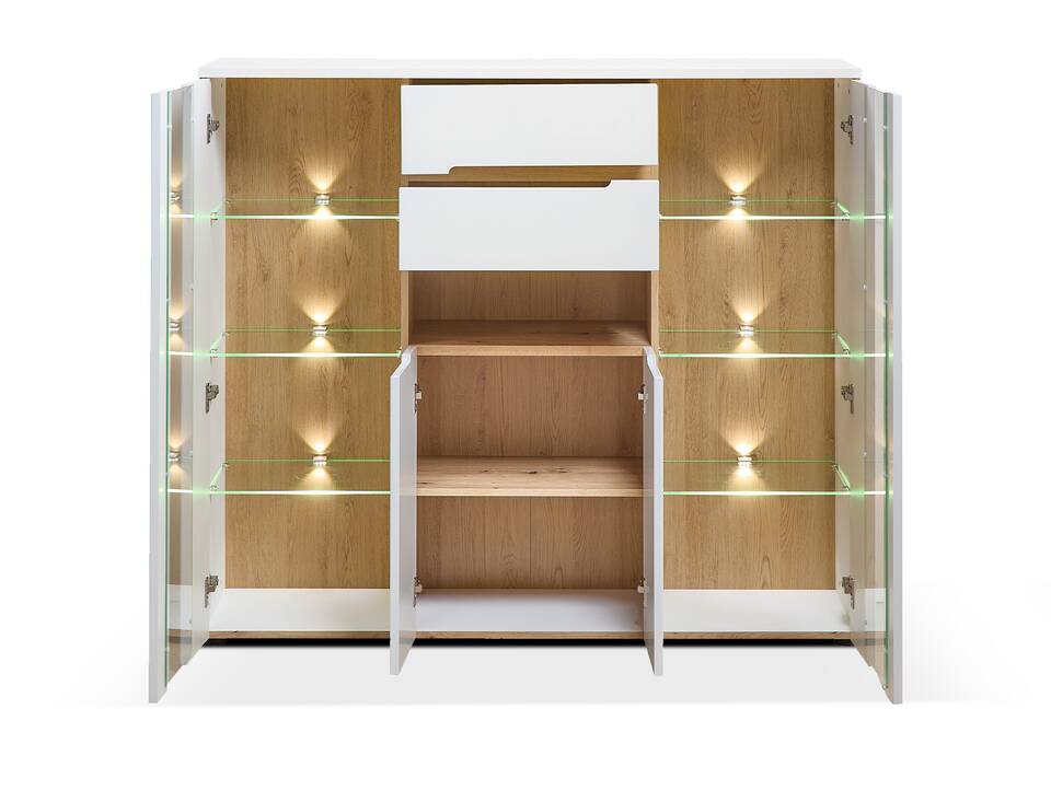 MAILAND Highboard, Material Dekorspanplatte Weiss