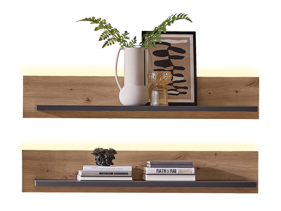 MAILAND Wandboard 2er Set, Material Dekorspanplatte Artisan eichefarbig / Graphit
