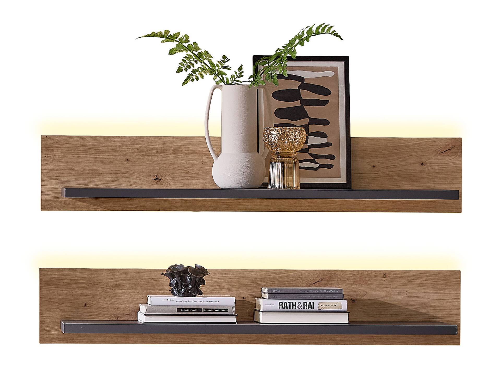 MAILAND Wandboard 2er Set, Material Dekorspanplatte Artisan eichefarbig / Graphit