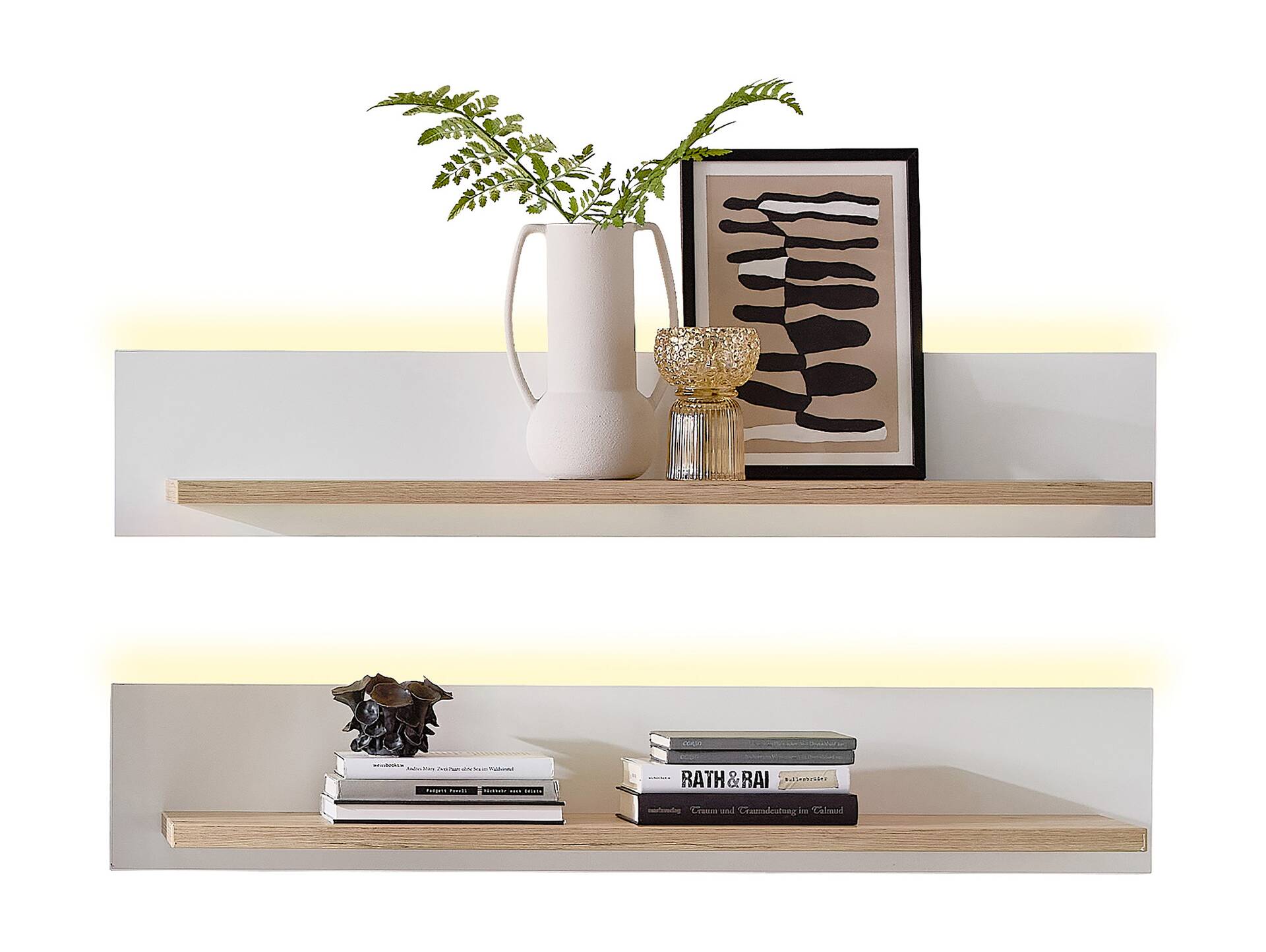 MAILAND Wandboard 2er Set, Material Dekorspanplatte Artisan eichefarbig / Weiss