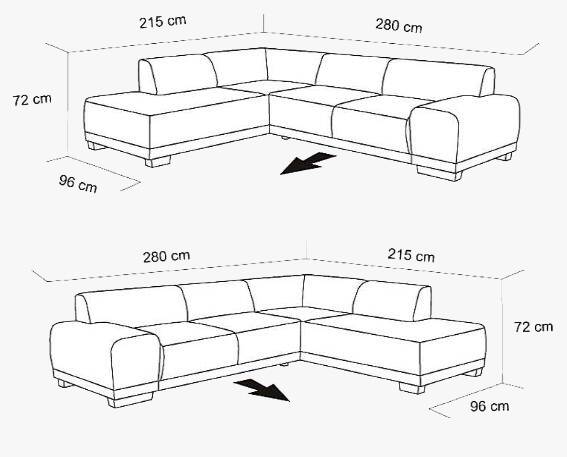 MAILO Polsterecke/Ecksofa glänzend-schwarz | Ottomane rechts