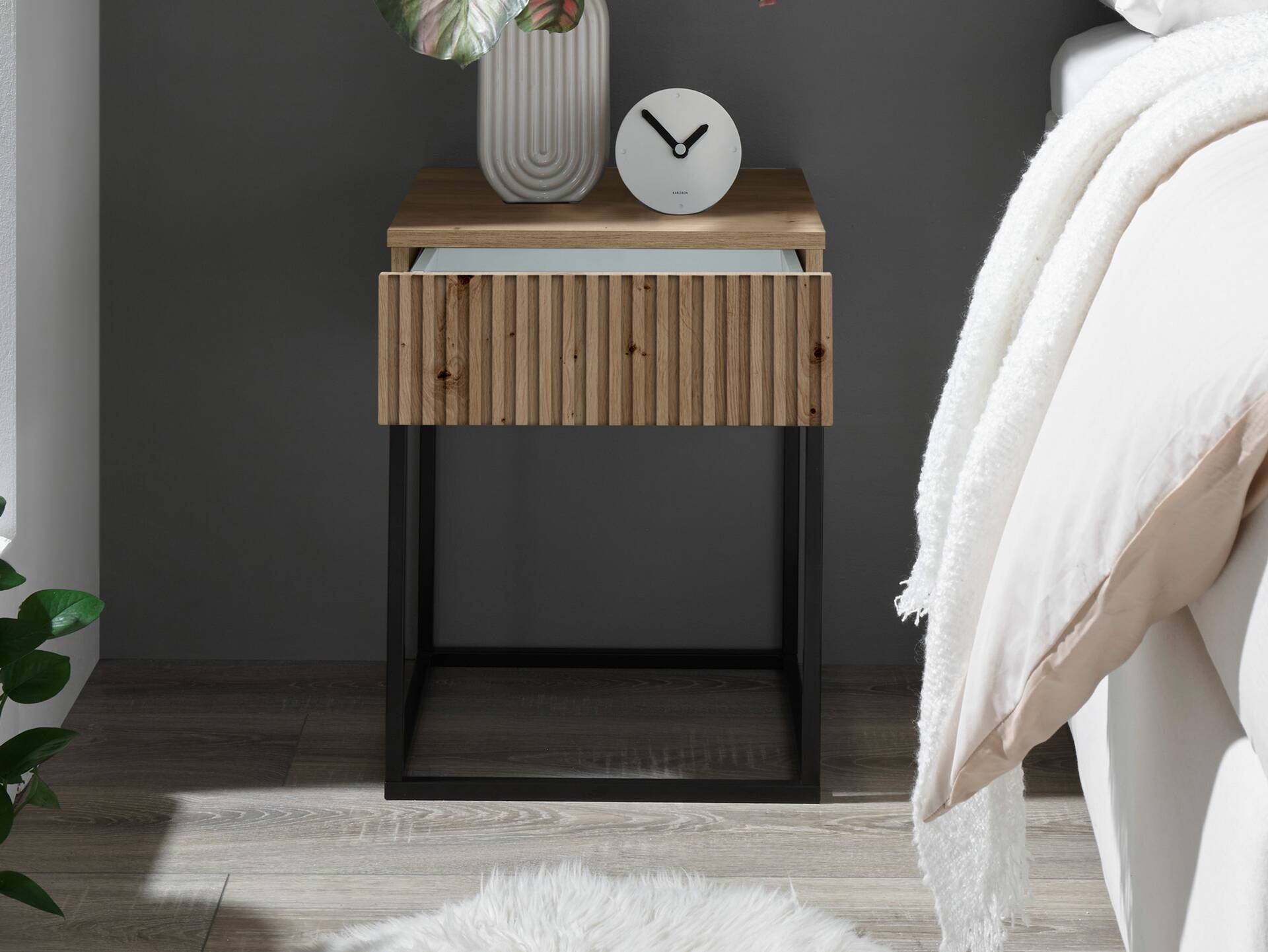 MAYLA Nachtkommode, Material Dekorspanplatte, Artisan Eiche Nachbildung 1 Schubkasten