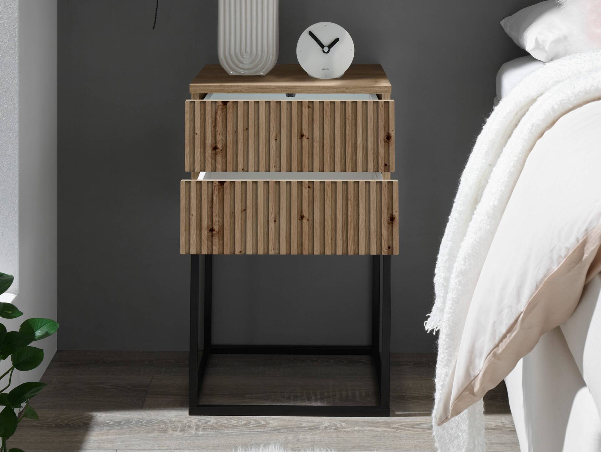 MAYLA Nachtkommode, Material Dekorspanplatte, Artisan Eiche Nachbildung 2 Schubkasten