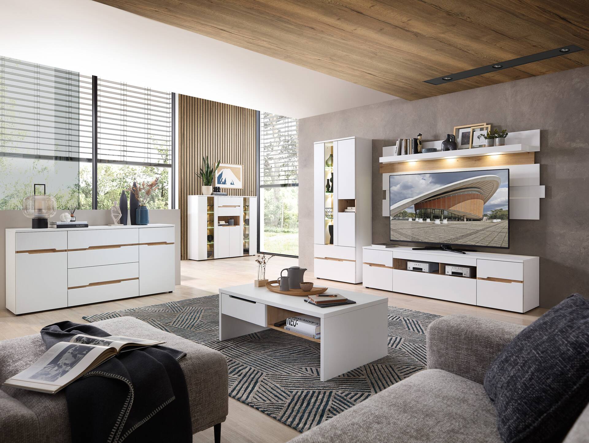 MAILAND Vitrine, Material Dekorspanplatte Weiss