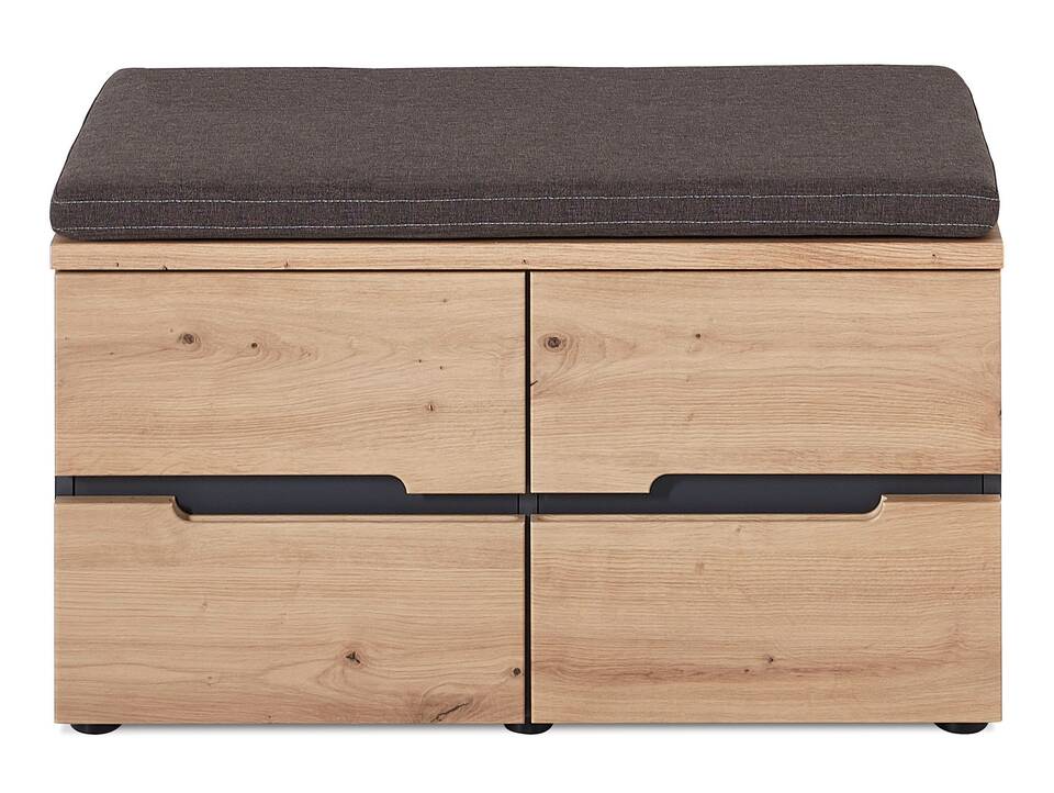 MAILAND Garderobenbank, Material Dekorspanplatte, Artisan Eiche Nachbildung, graphitfarbig 