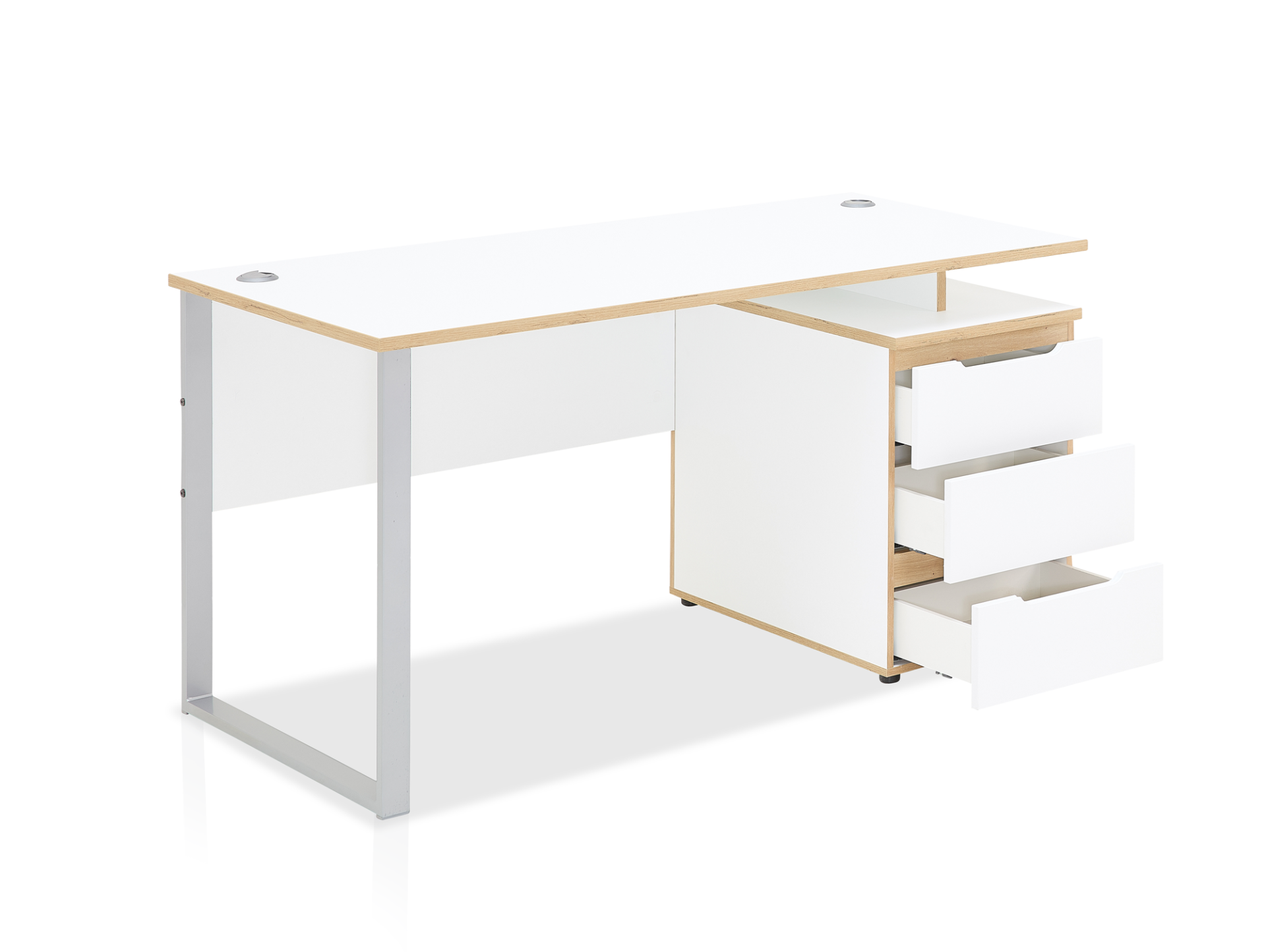 MAILAND Schreibtisch inkl. Schubkastenelement, Material Dekorspanplatte Weiss