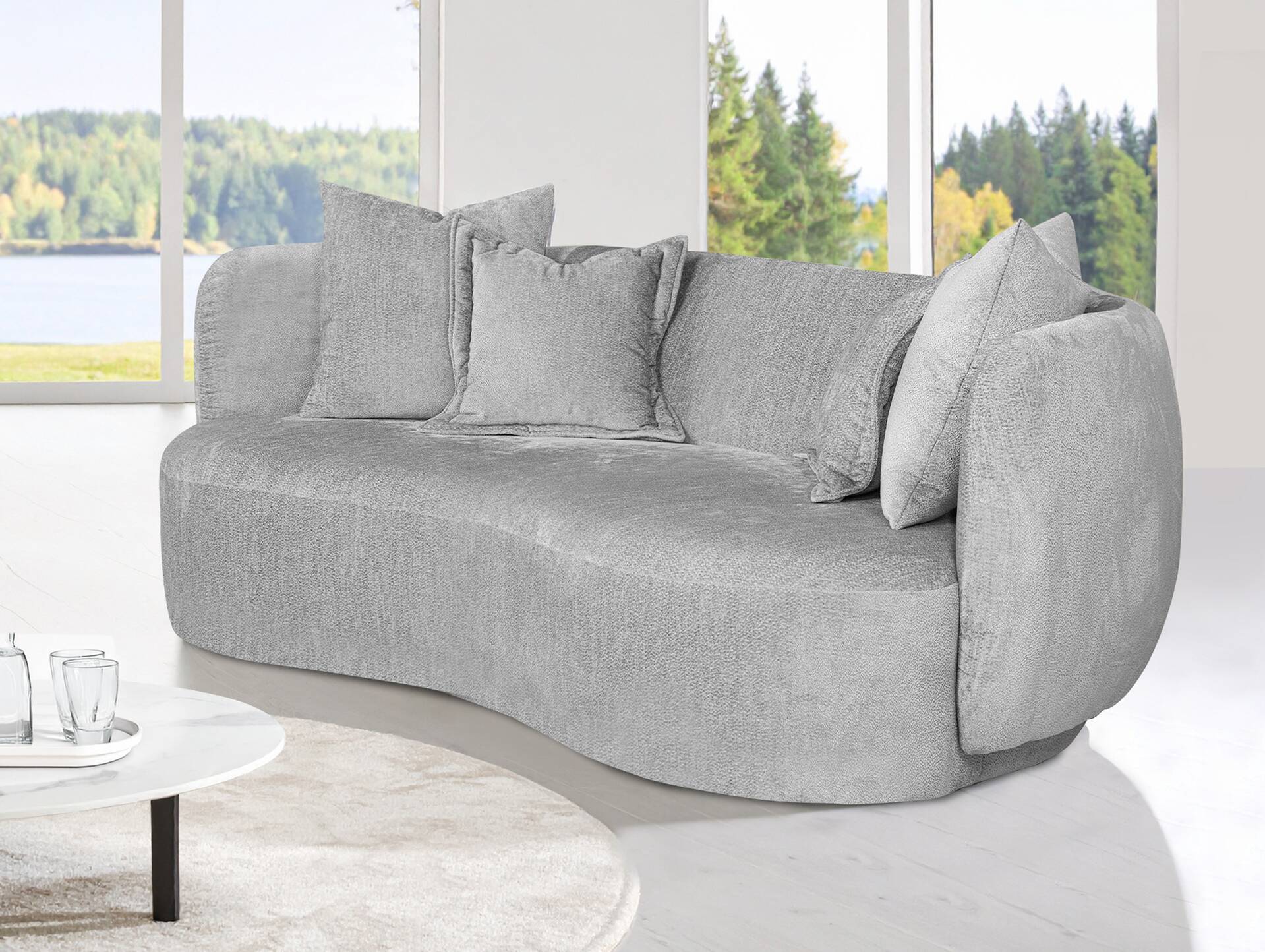 CECILE 2er Sofa, Material Stoff, grau 