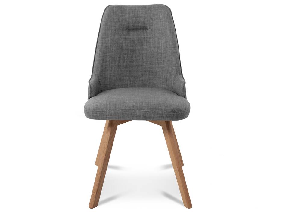 MIRINDA 2er SET Schalenstühle, Gestell Massivholz ohne Drehfunktion | Stoff | grau