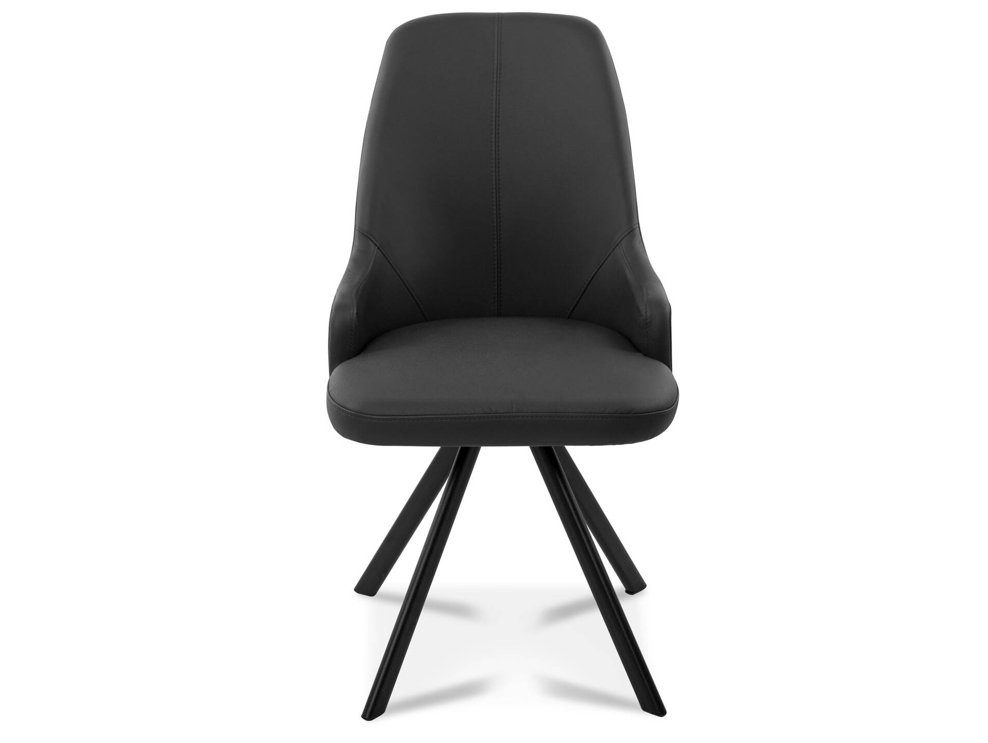 MIRINDA 2er SET Schalenstühle, Gestell Eisen schwarz mit Drehfunktion | Echtleder | schwarz