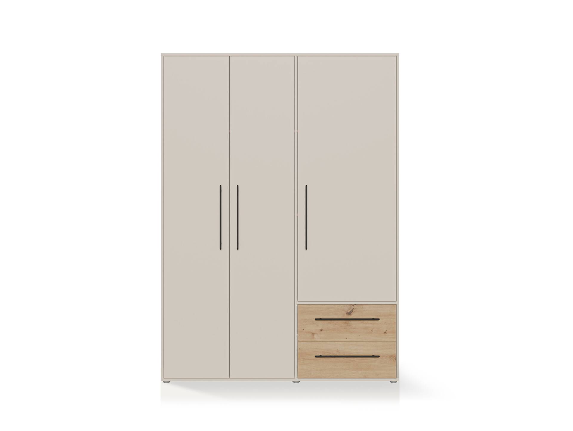MANIKO Kleiderschrank, Material Dekorspanplatte 3-türig | sand / Artisan eichefarbig