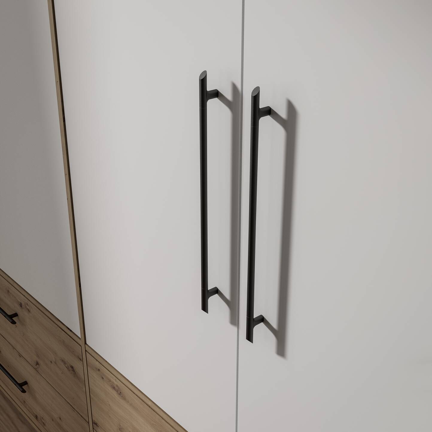 MANIKO Kleiderschrank, Material Dekorspanplatte 4-türig | Artisan eichefarbig / weiss