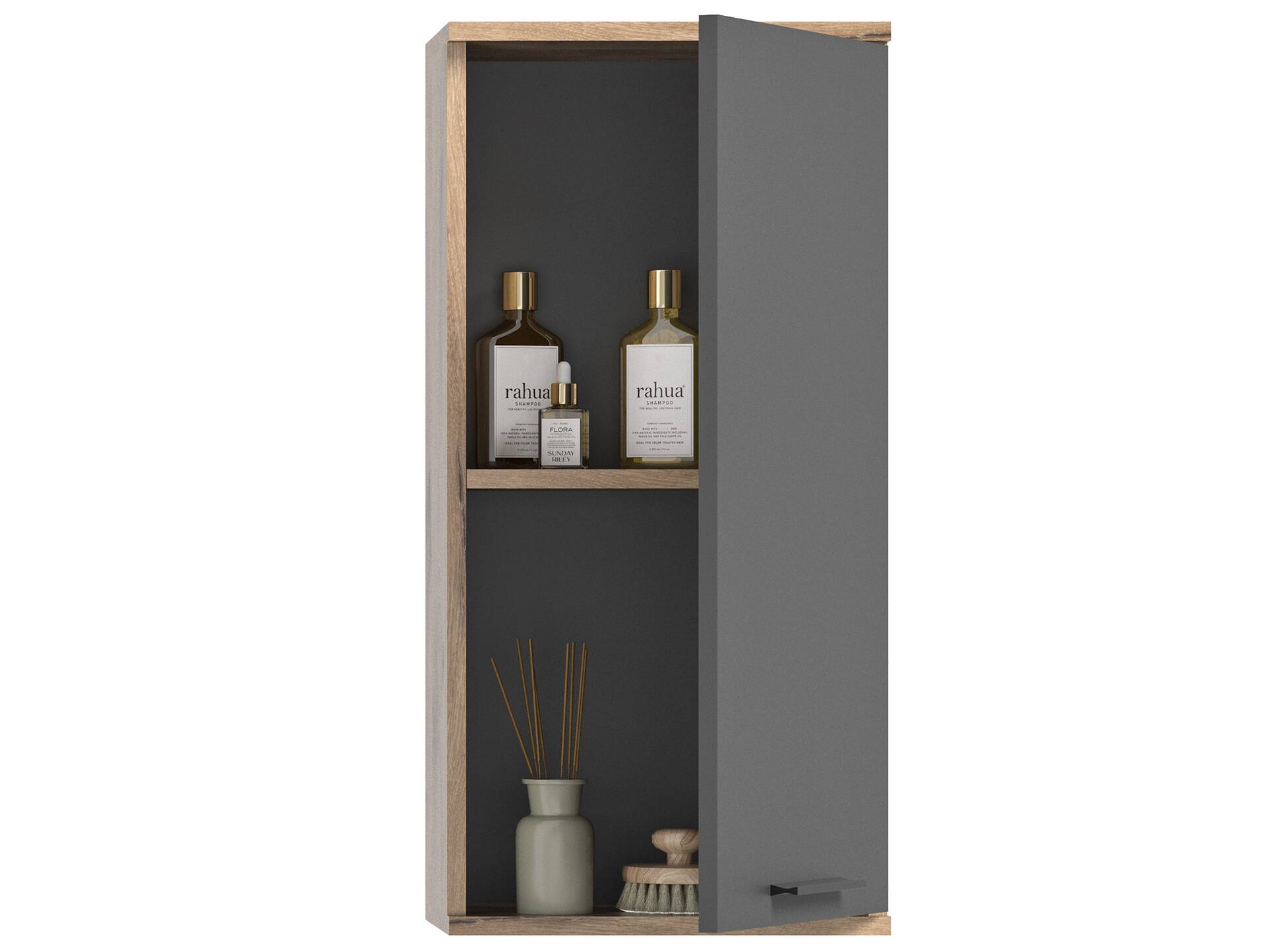 MORANO Hängeschrank fürs Badezimmer, Material Dekorspanplatte, Nox Oak Nachbildung/Basaltgrau 