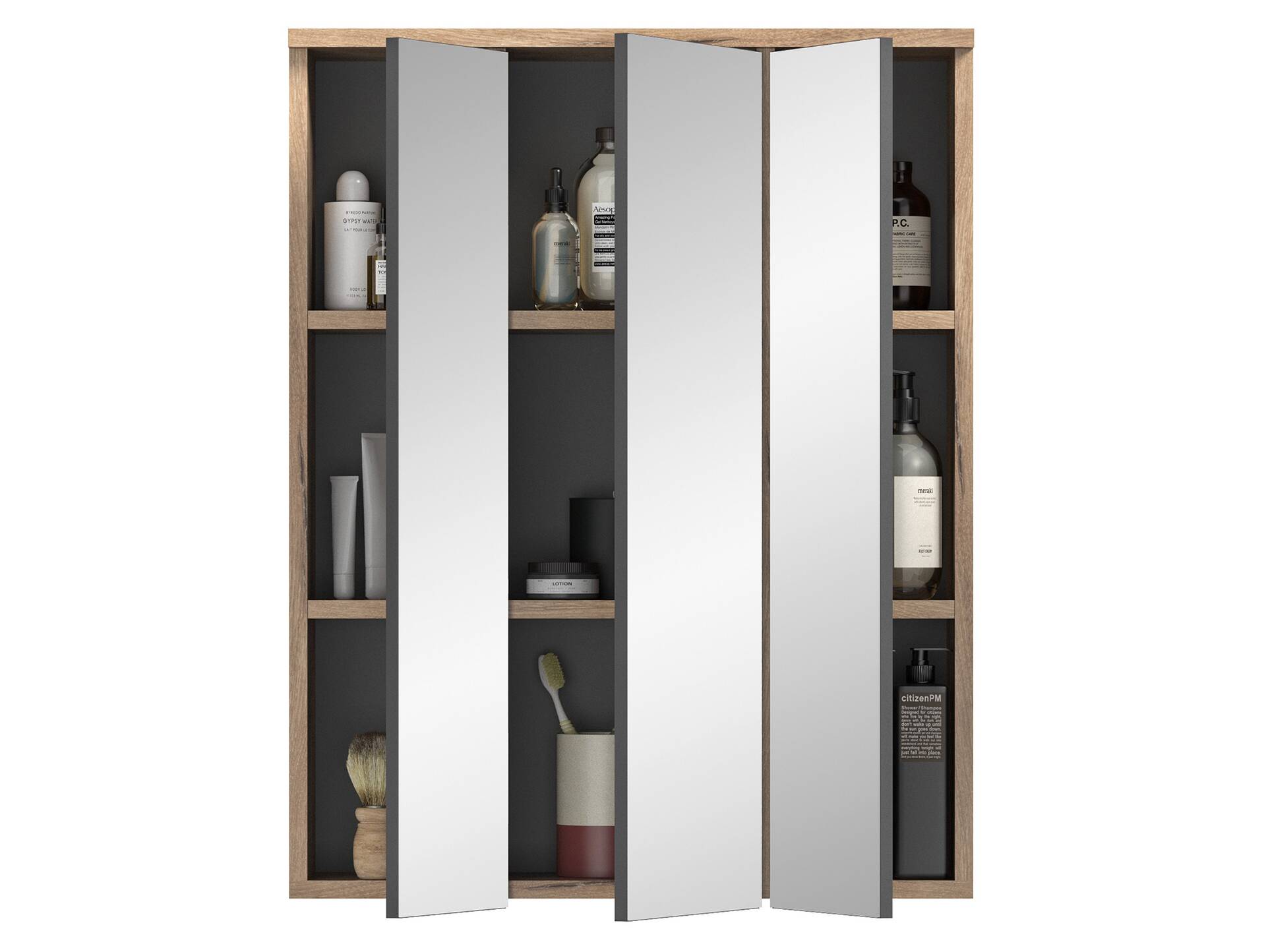 MORANO Spiegelschrank, Material Dekorspanplatte, Nox Oak Nachbildung 