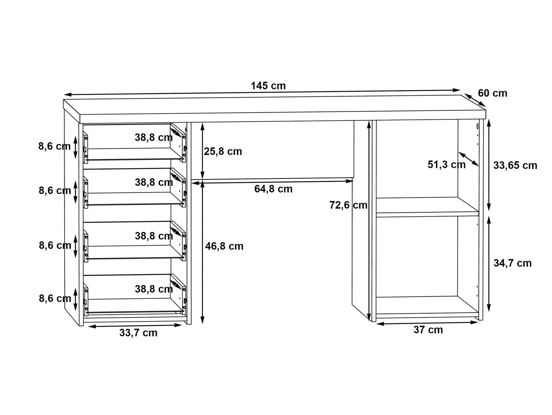 MIGEL Schreibtisch, Material Dekorspanplatte Eiche sonomafarbig/weiss