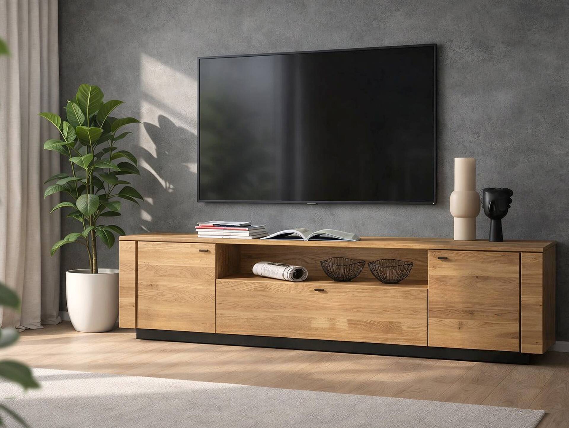 NATANO TV-Element II, Material Massivholz, Wildeiche geölt 