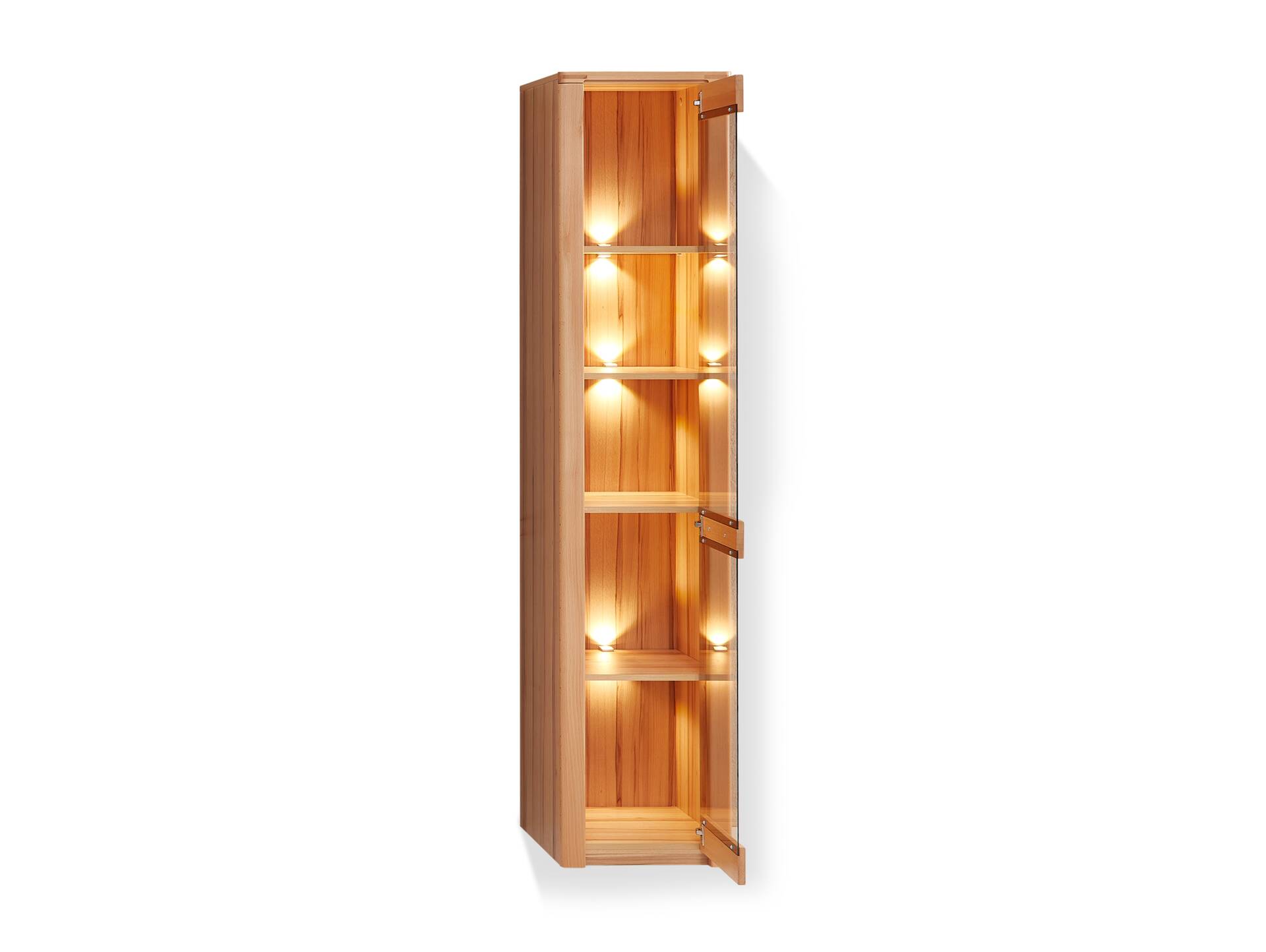 NESTOR ONE Vitrine schmal, Material Teilmassiv, Kernbuche lackiert 