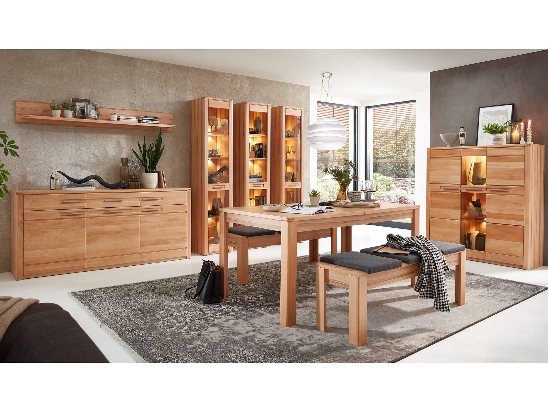 NESTOR ONE Sideboard, Material Teilmassiv, Kernbuche lackiert 