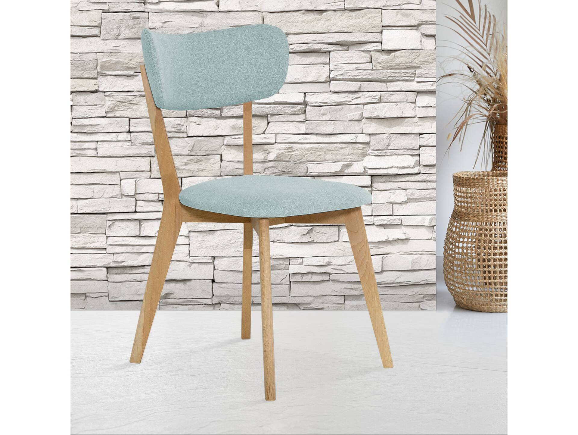 NAVARO Esstischstuhl, Material Massivholz/Bezug Stoff in Filzoptik Eiche natur | Mint