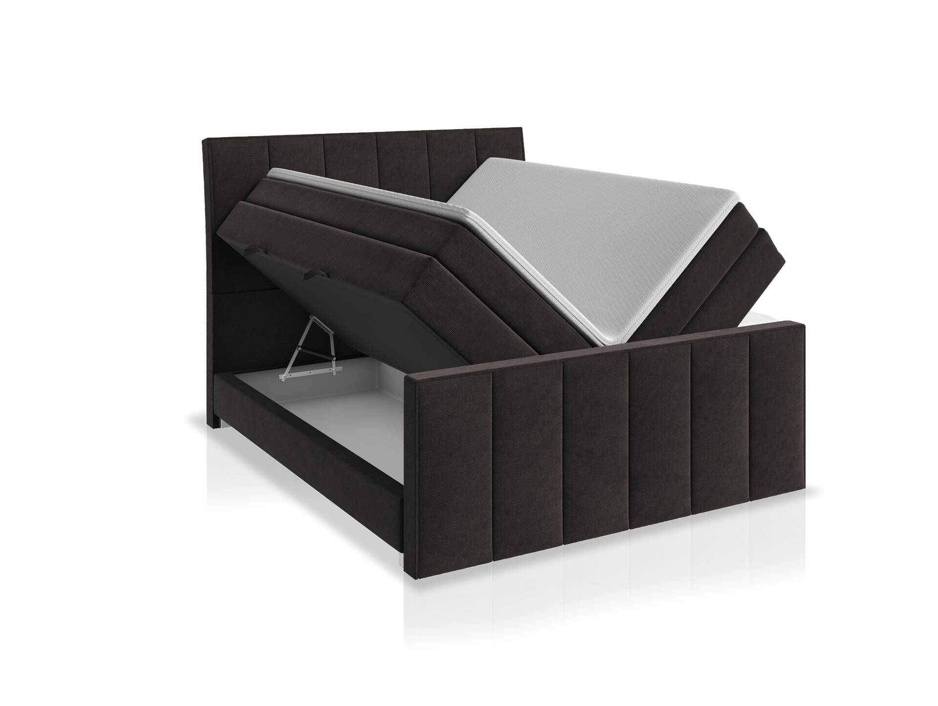 VALERIUS Boxspringbett mit Bettkasten, 180x200 cm, Härtegrad 2/3, Bezug Stoff Anthrazit 