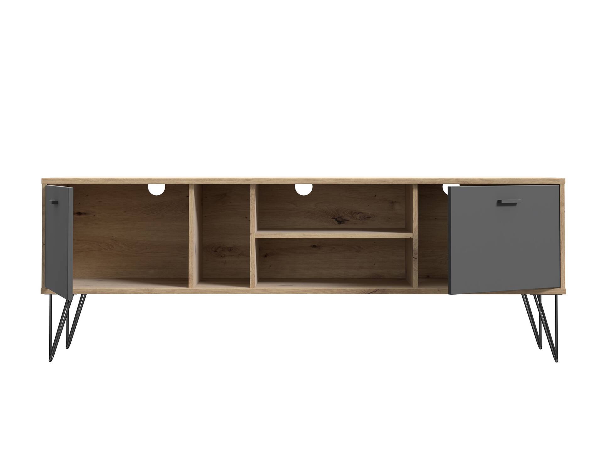 NURI TV-Board II,  Material Dekorspanplatte, Artisan eichefarbig/schwarz 