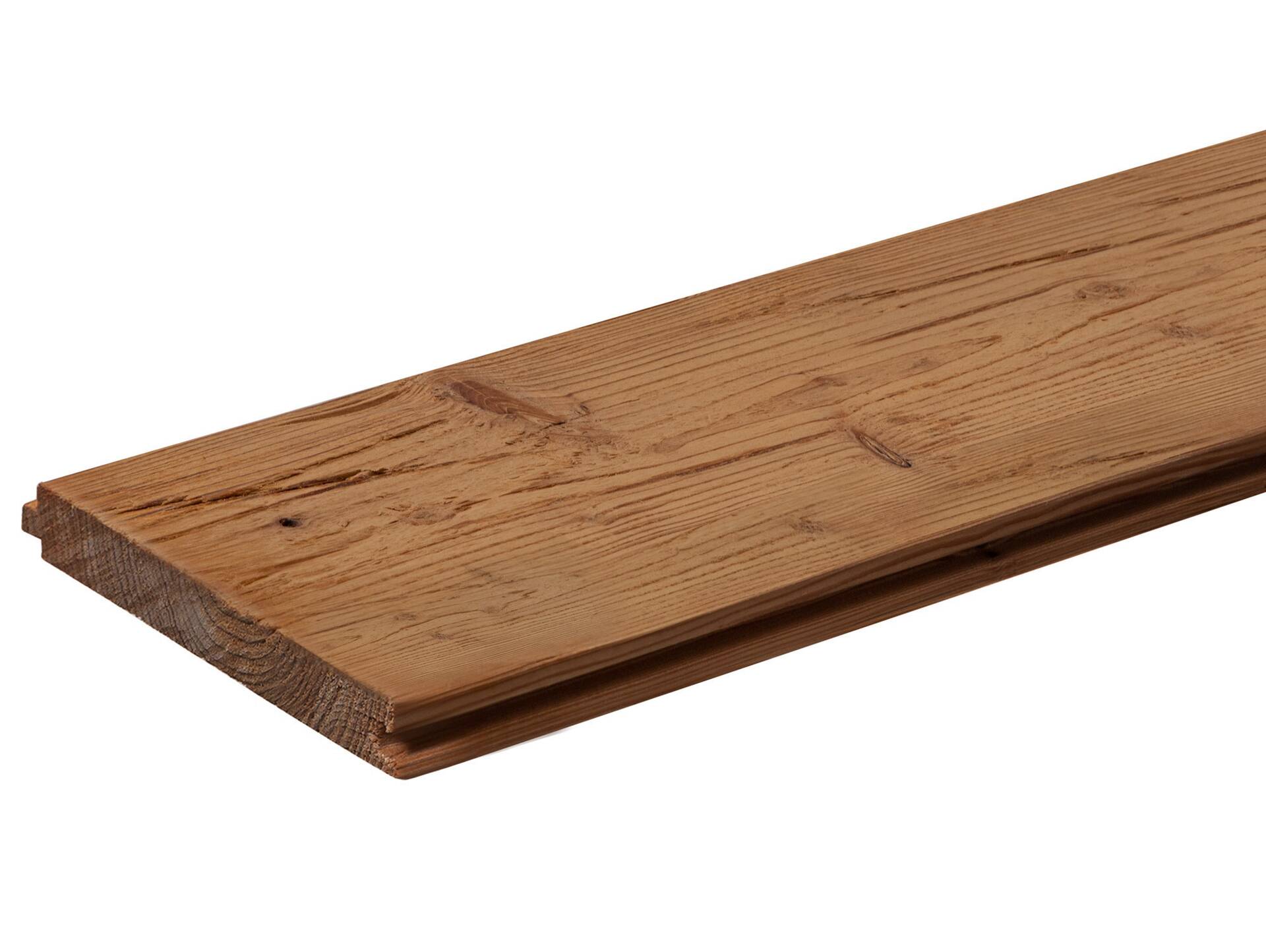 Nut- und Federbretter, THERMO-Lärche gehackt/gebürstet, Material Massivholz, verschiedene Längen erhältlich 24 mm | 1 Meter | 1 m²
