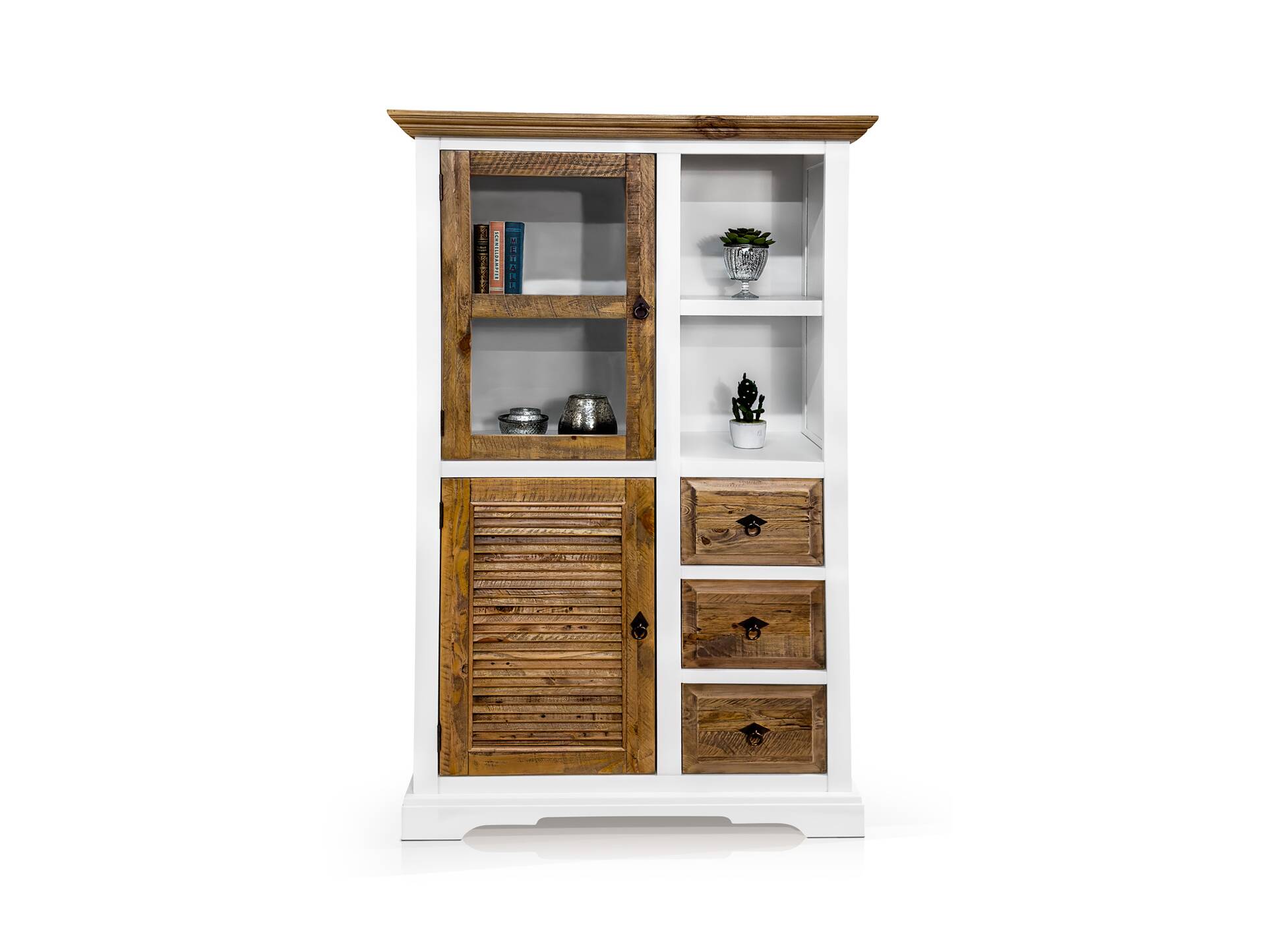 NOTTINGHAM Highboard, recyceltes Altholz, teilmassiv 