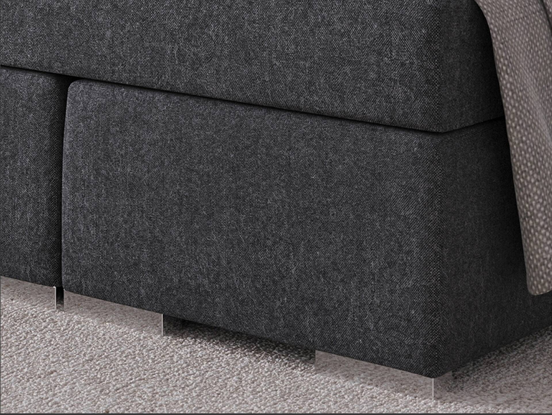 ODESSA Boxspringbett, 140x200 cm, Bezug Stoff dunkelgrau 
