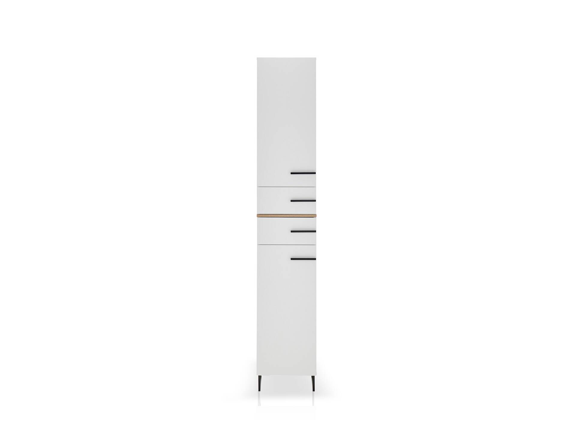 PIDERO Hochschrank, Material Spanplatte, weiss/eichefarbig 