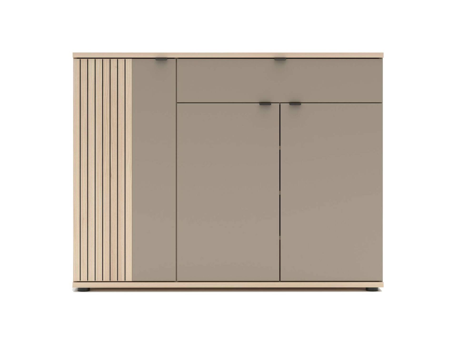 PELMO Schuhschrank II, Material Dekorspanplatte, Basaltfarbig/Riva Eiche Nachb. 
