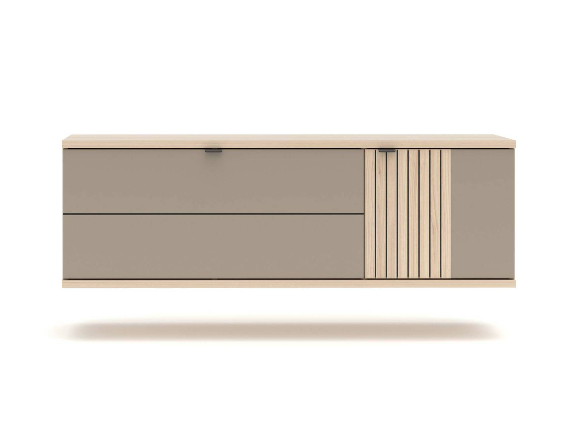 PELMO Hänge-Schuhschrank, Material Dekorspanplatte, Basaltfarbig/Riva Eiche Nachb 