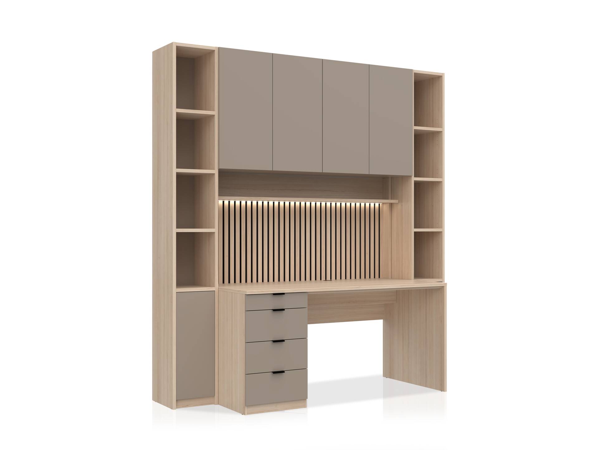 OSLO Bürokombination, Material Dekorspanplatte Eichefarbig/basalt matt