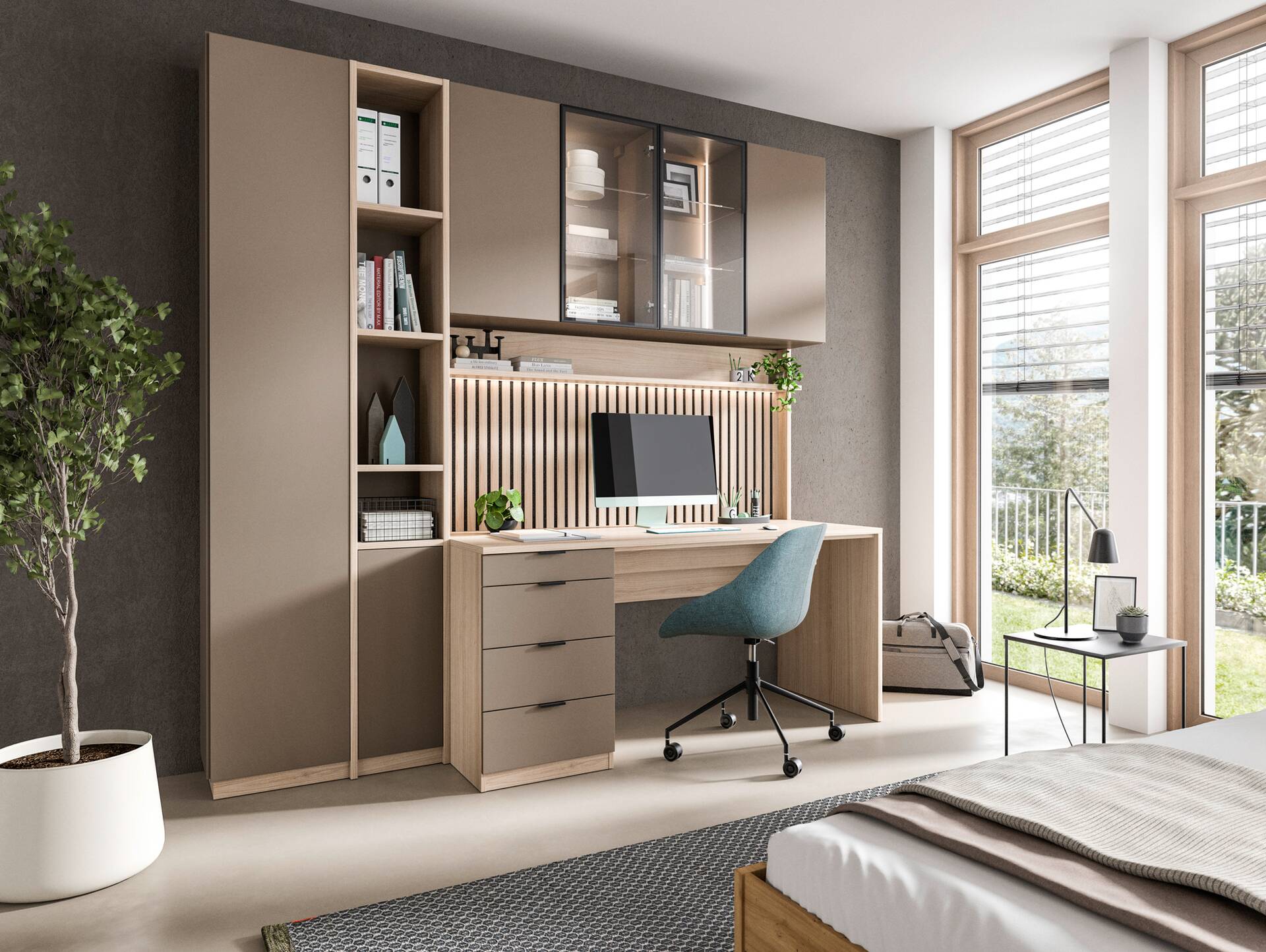 OSLO Bürokombination III, Material Dekorspanplatte Eichefarbig/basalt matt