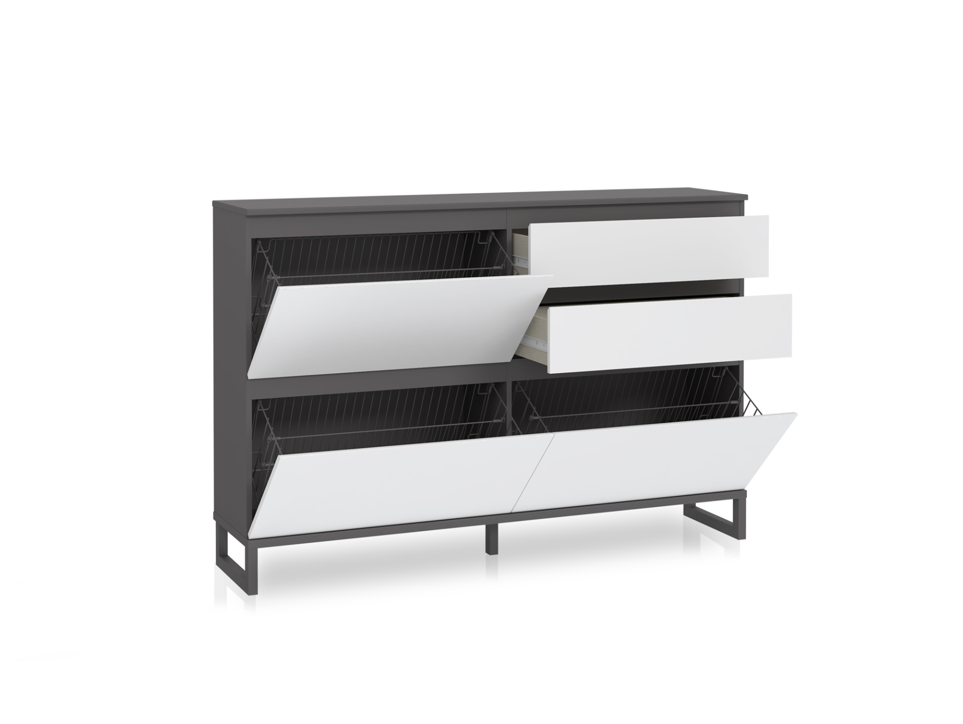 QUANDRO Schuhschrank II, Material Dekorspanplatte, dunkelgrau/lichtgrau 