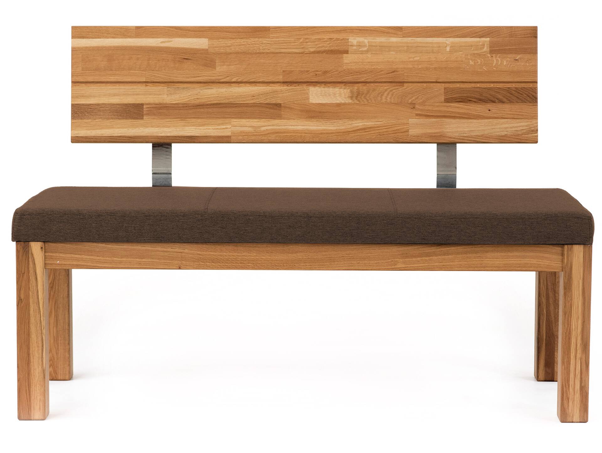SALIMA II Sitzbank, Material Massivholz/Stoffbezug Eiche | 130 cm | mit Rückenlehne | walnut