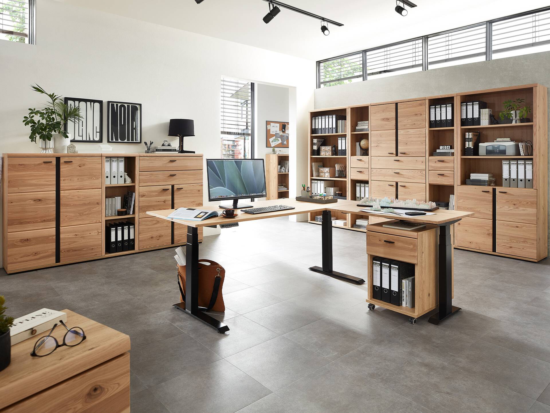 SAN MARINO Büroschrank III, Material Teilmassiv, Altesche gebürstet / Artisan eichefarbig 