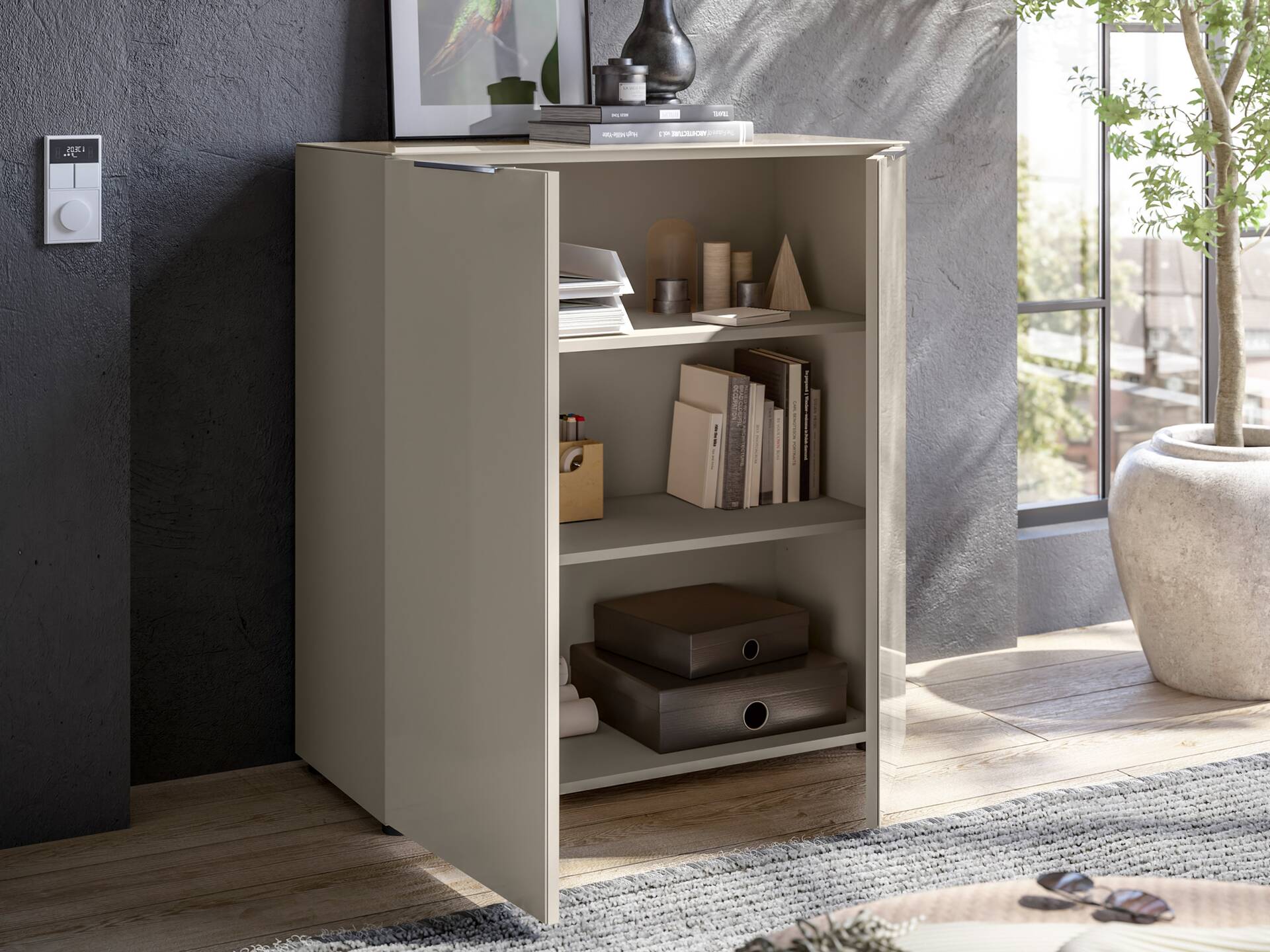 SANTORINI Kommode 1, Material Spanplatte, Kaschmirfarbig 