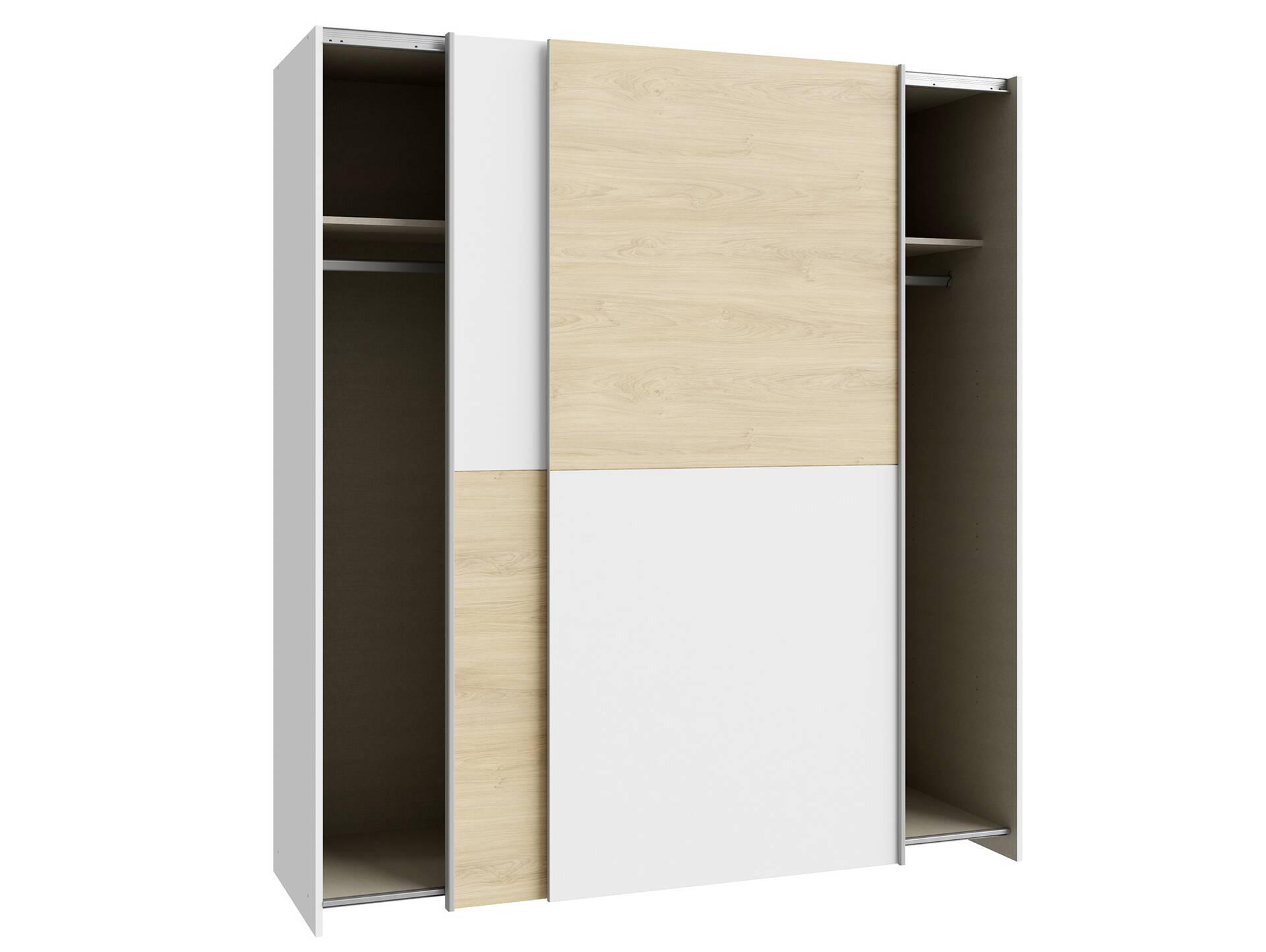 SAVINO Kleiderschrank, Material Dekorspanplatte 170 cm | weiss / eichefarbig