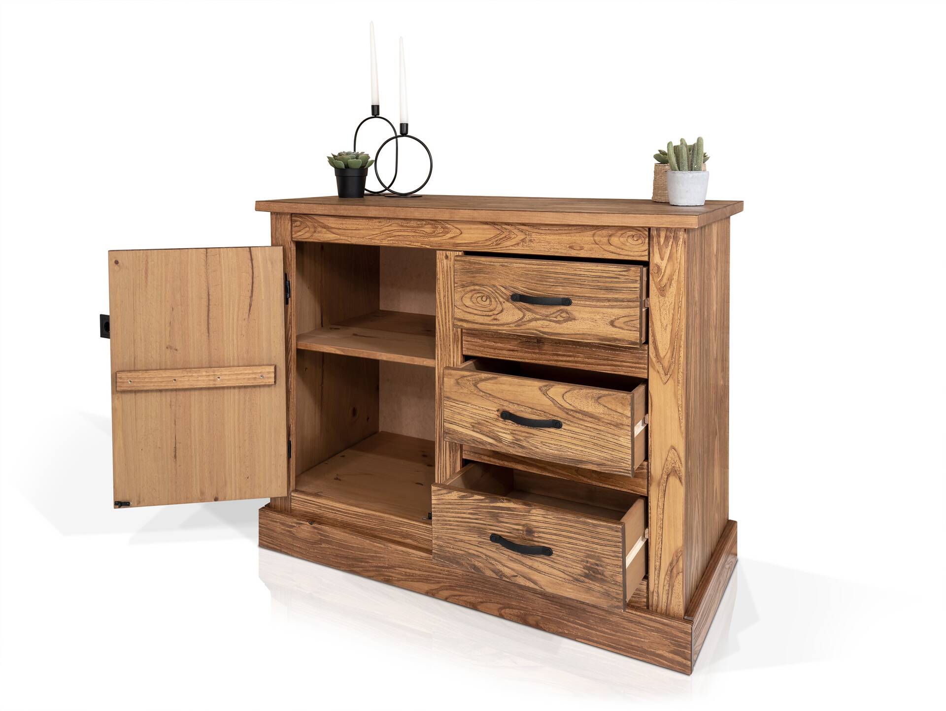 EVERGLADE Sideboard, Material Massivholz, Kiefer eichefarbig 