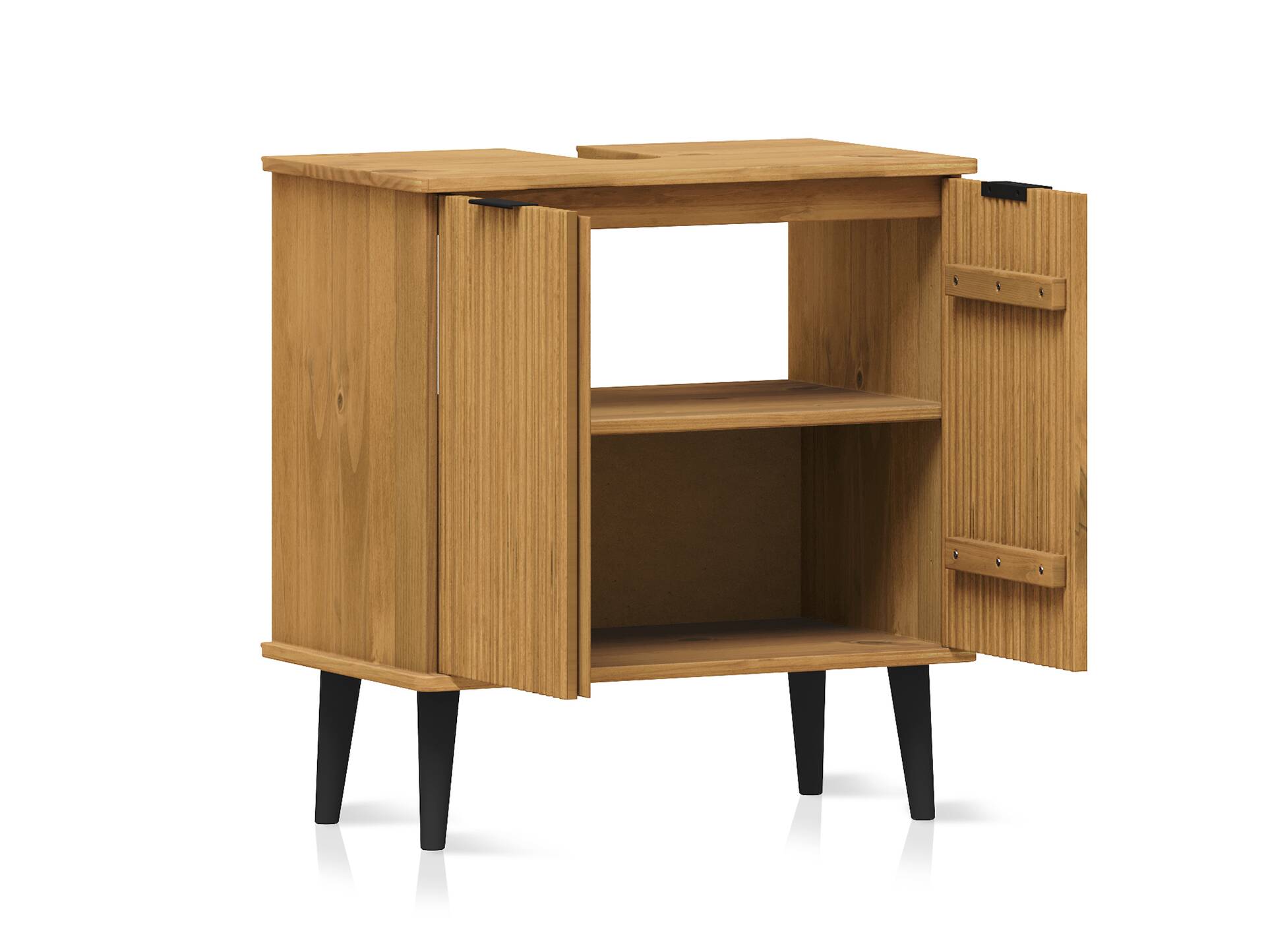 BOGOTA Waschbeckenunterschrank, Material Massivholz, Kiefer eichefarbig 