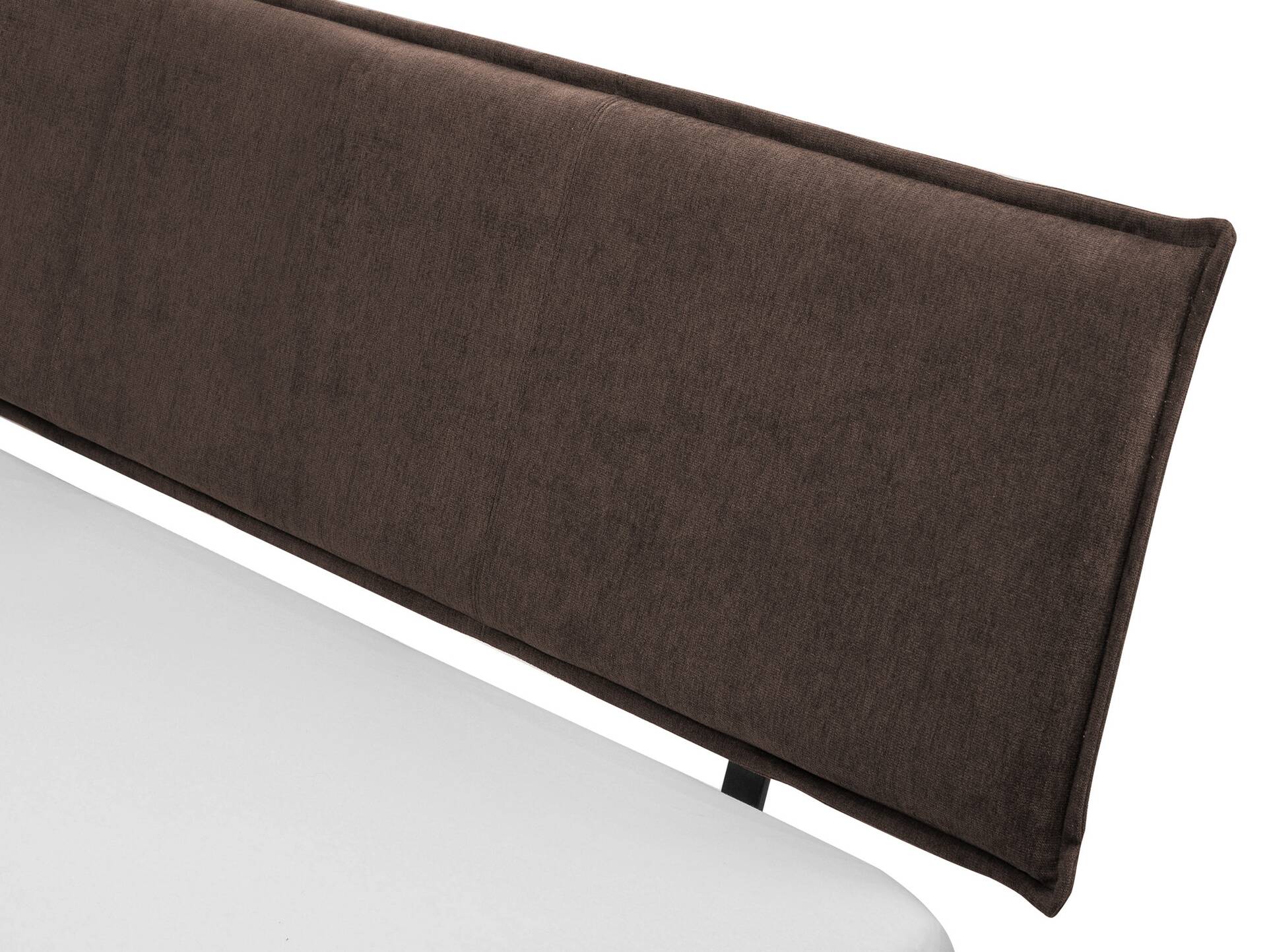 LUKY Bett Metallfuß, mit Polsterkopfteil, Material Massivholz, Fichte massiv 200 x 220 cm | weiss | Stoff Braun