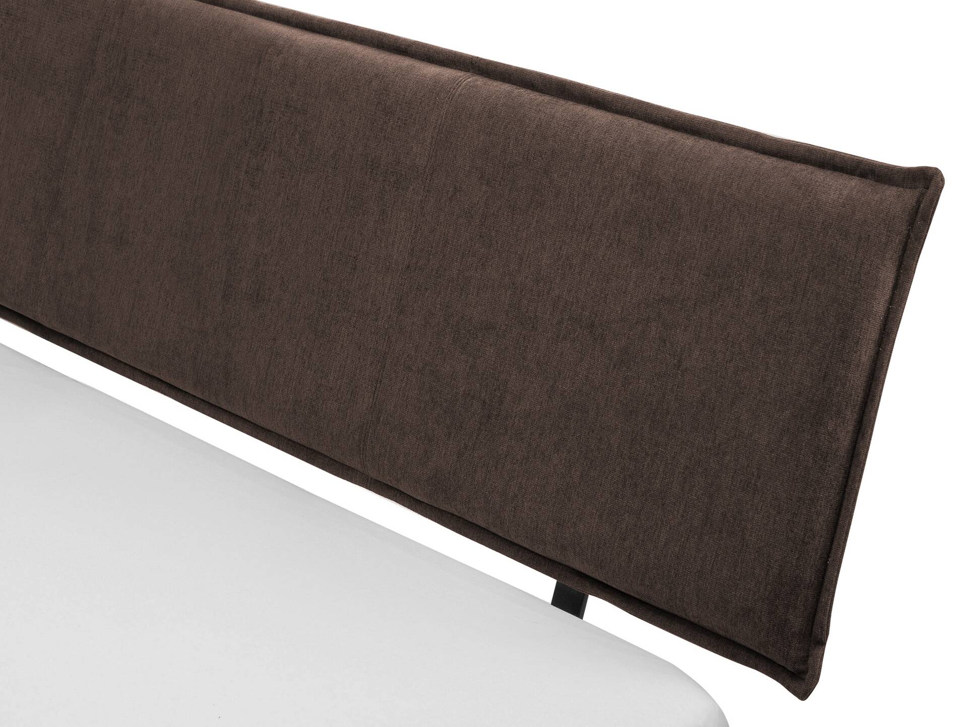 CURBY 4-Fuß-Bett mit Polster-Kopfteil, Material Massivholz, rustikale Altholzoptik, Fichte 90 x 200 cm | natur | Stoff Braun ohne Steppung | Standardhöhe