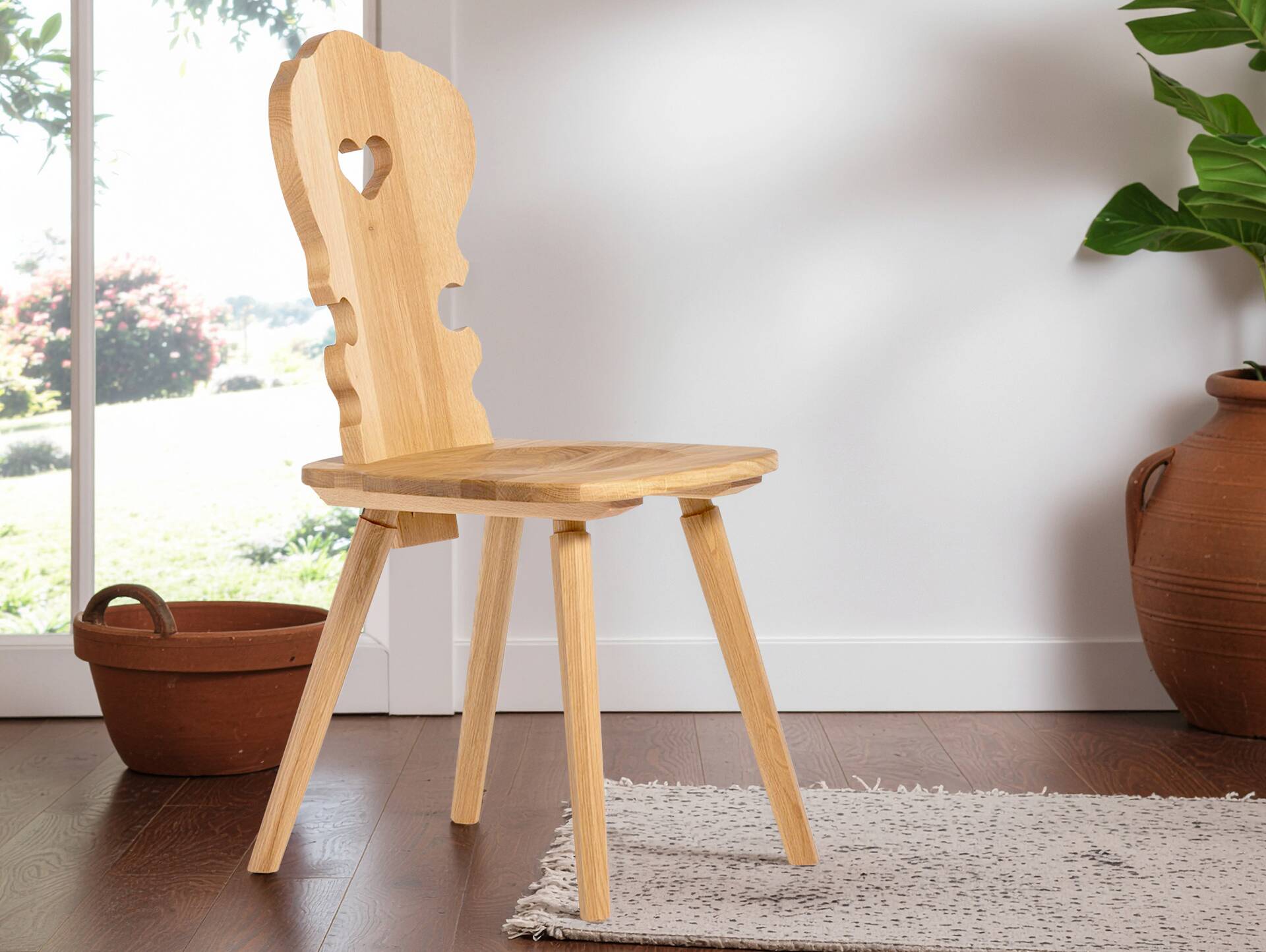 VALERIO Stuhl, Material Massivholz, Eiche lackiert 