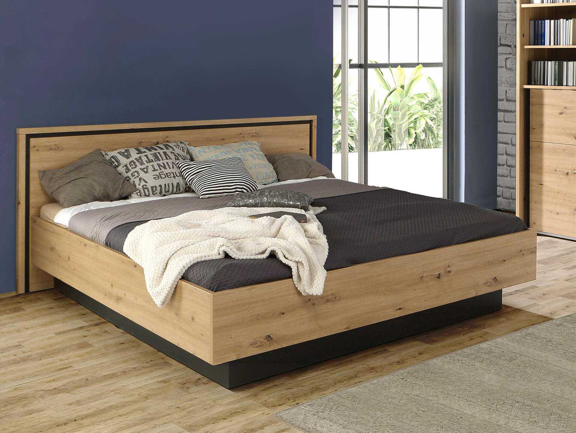 TEMMY Doppelbett 180x200 cm, Material Spanplatte, Artisan Eiche Nachbildung 